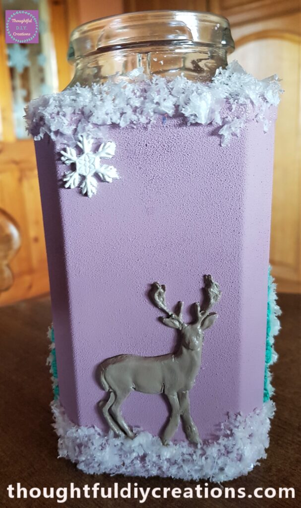 The Jar standing upright with the Snow added.