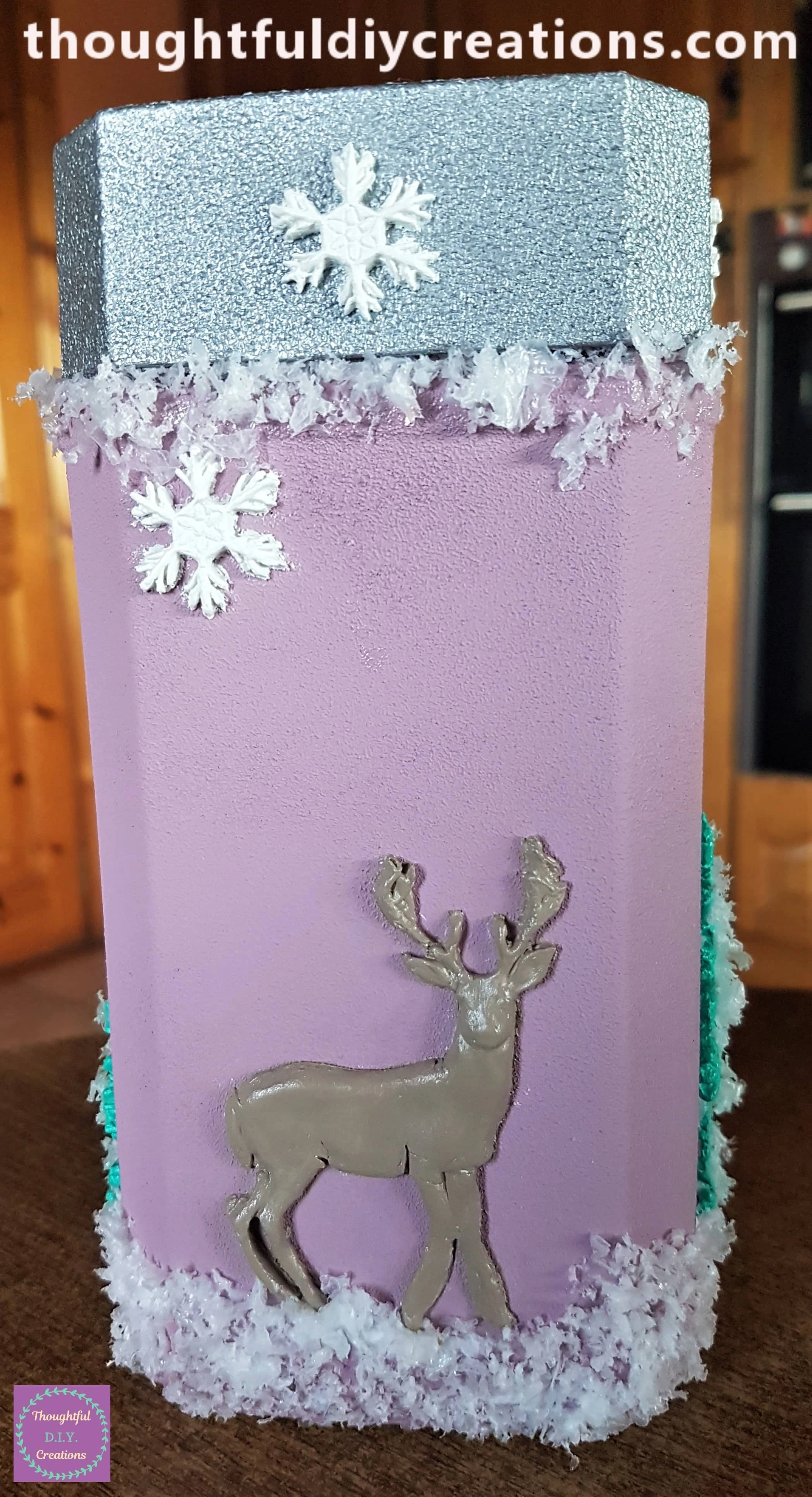 Completed Christmas Clay Moulds Jar, back of the Jar.