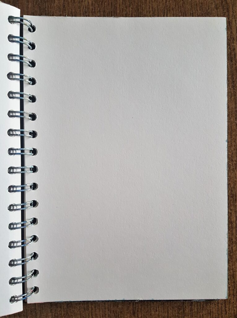 The Inside of my Spiral Bound Journal opened up and ready to Start.