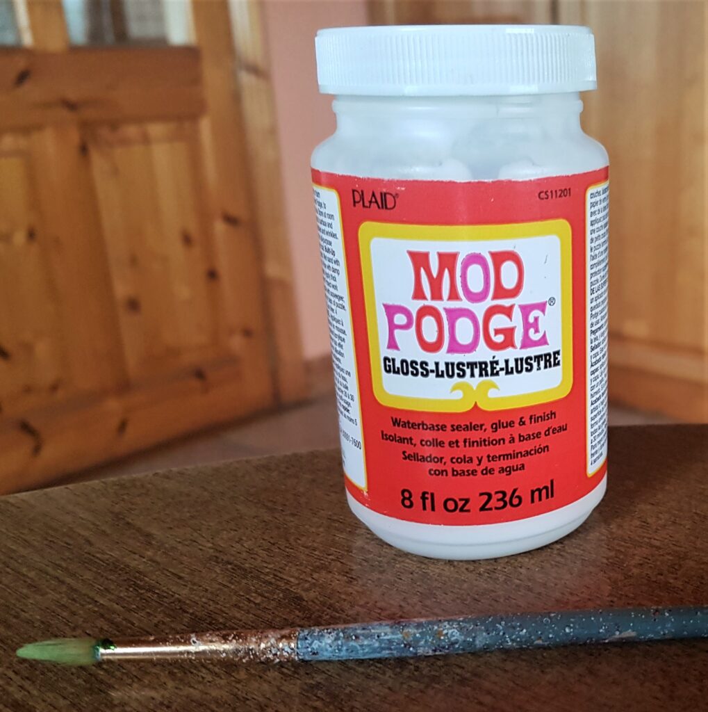 I got my Mod Podge Gloss and a small Paintbrush.