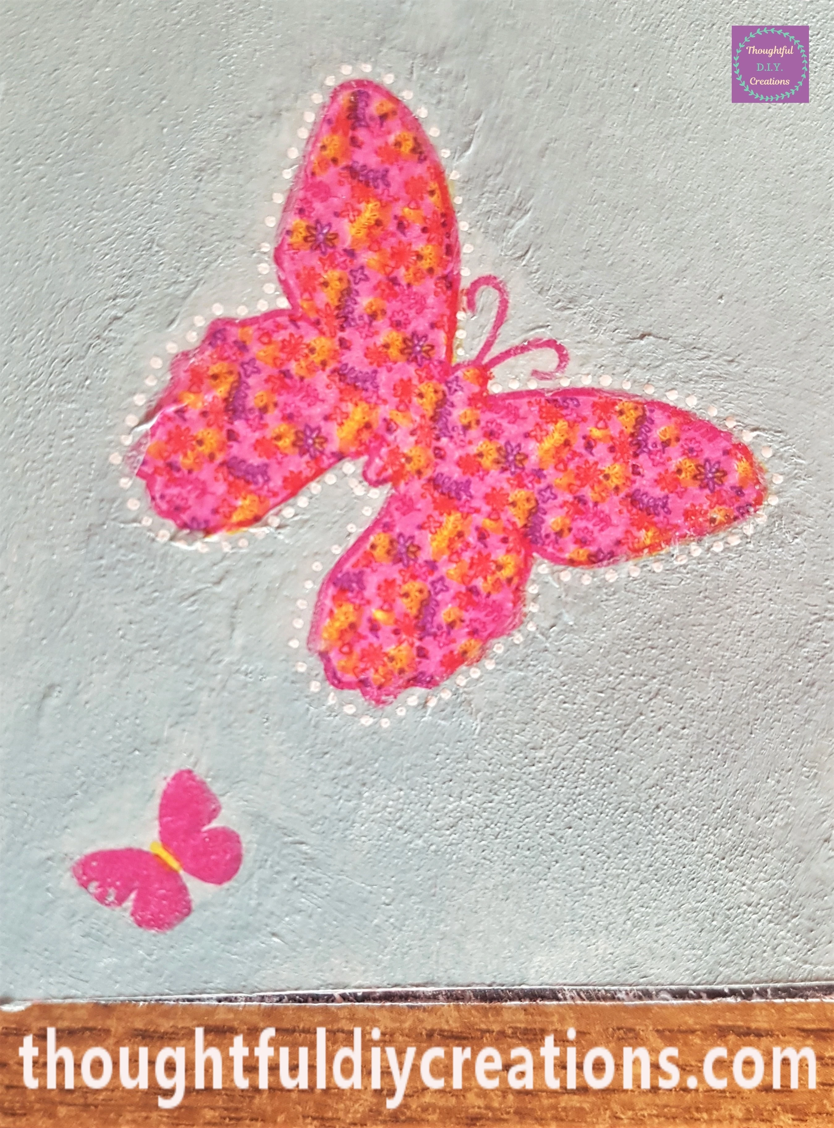 I added white dots all around the edge of the Butterfly Napkin.