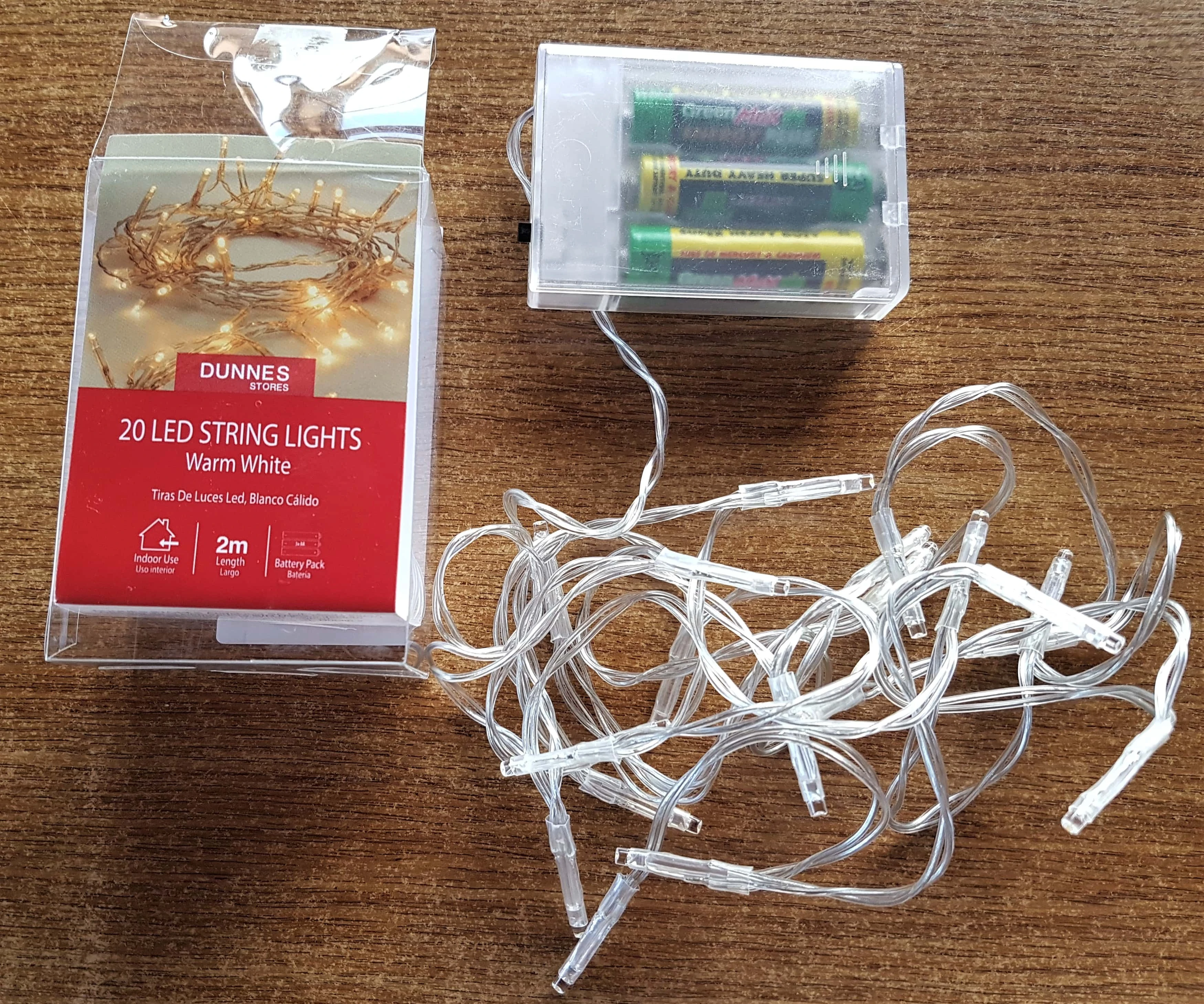 Pack of 20 Warm White String Lights.