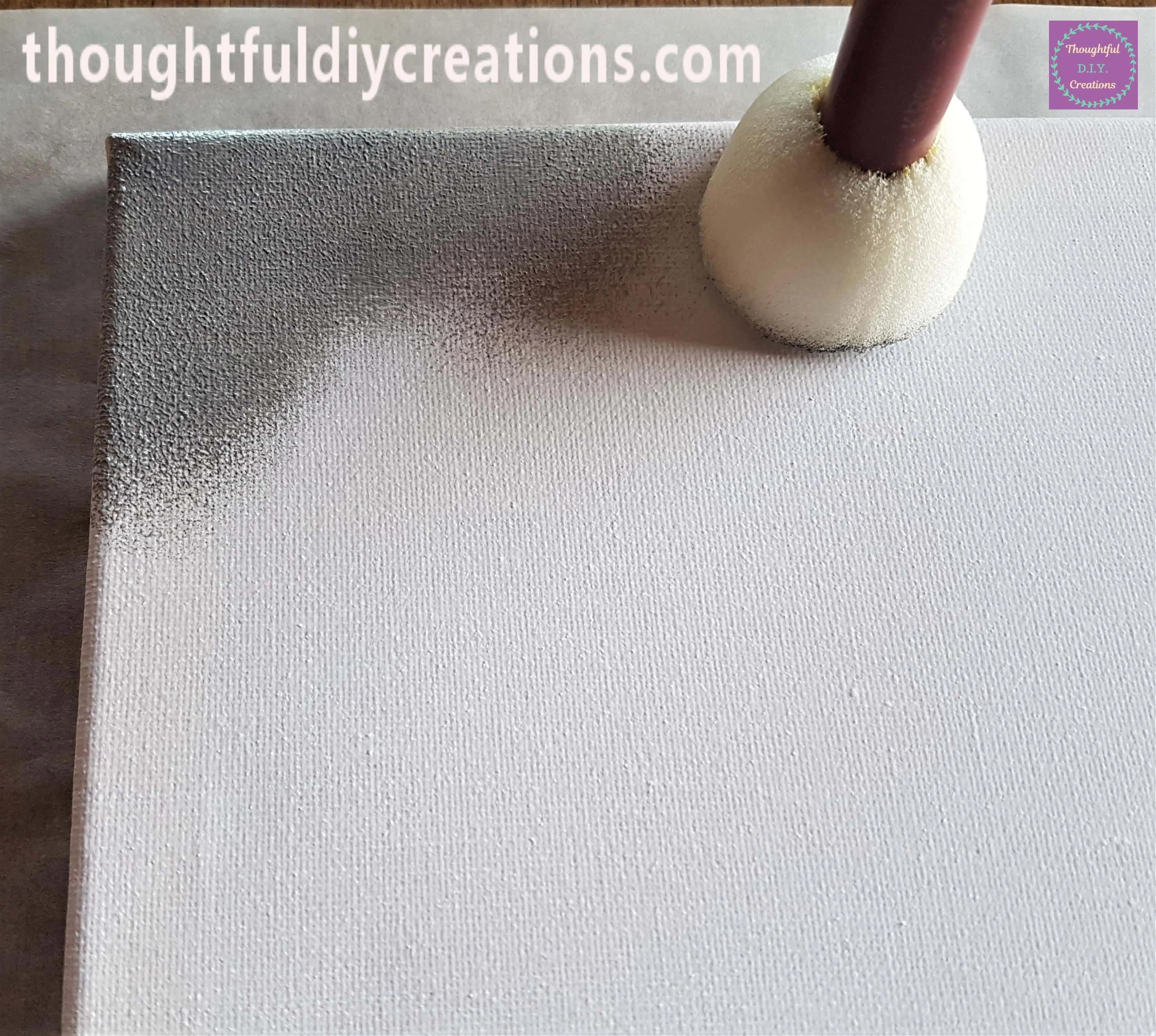 I dabbed the Sponge onto the Canvas. I tapped it on the Canvas to blend the Paint.