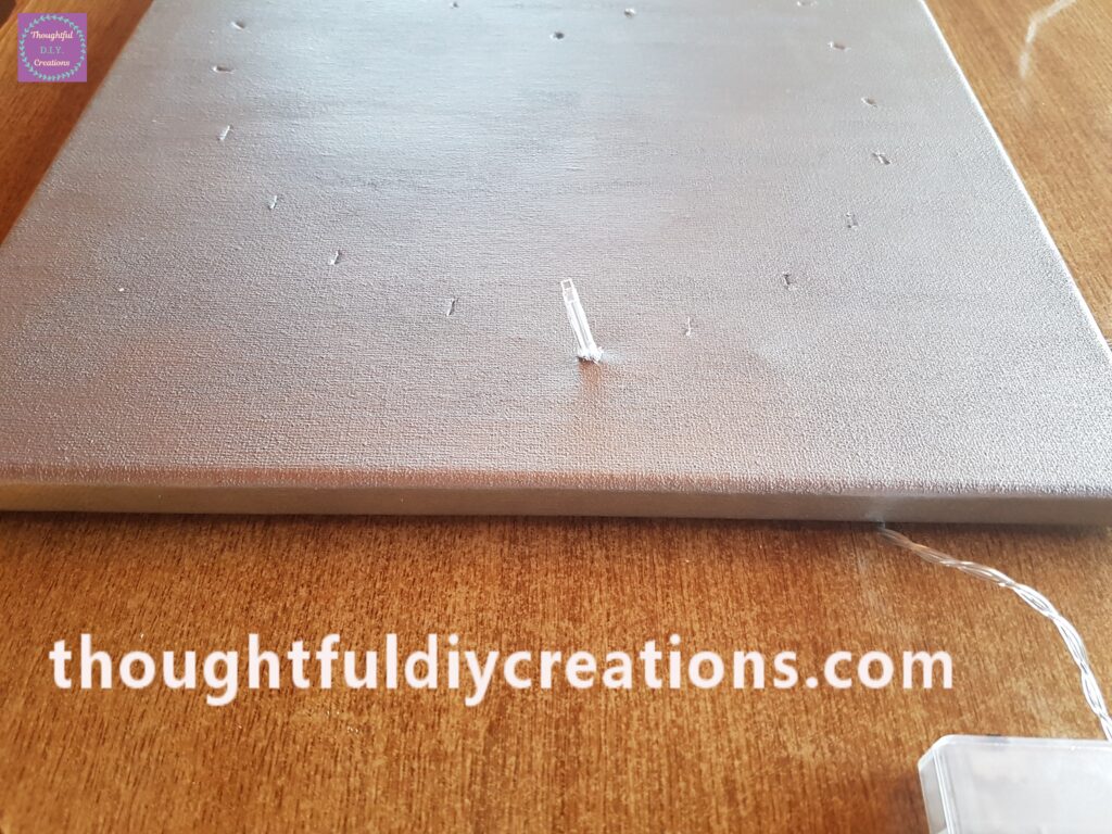 How the Light looks once poked through the Canvas.