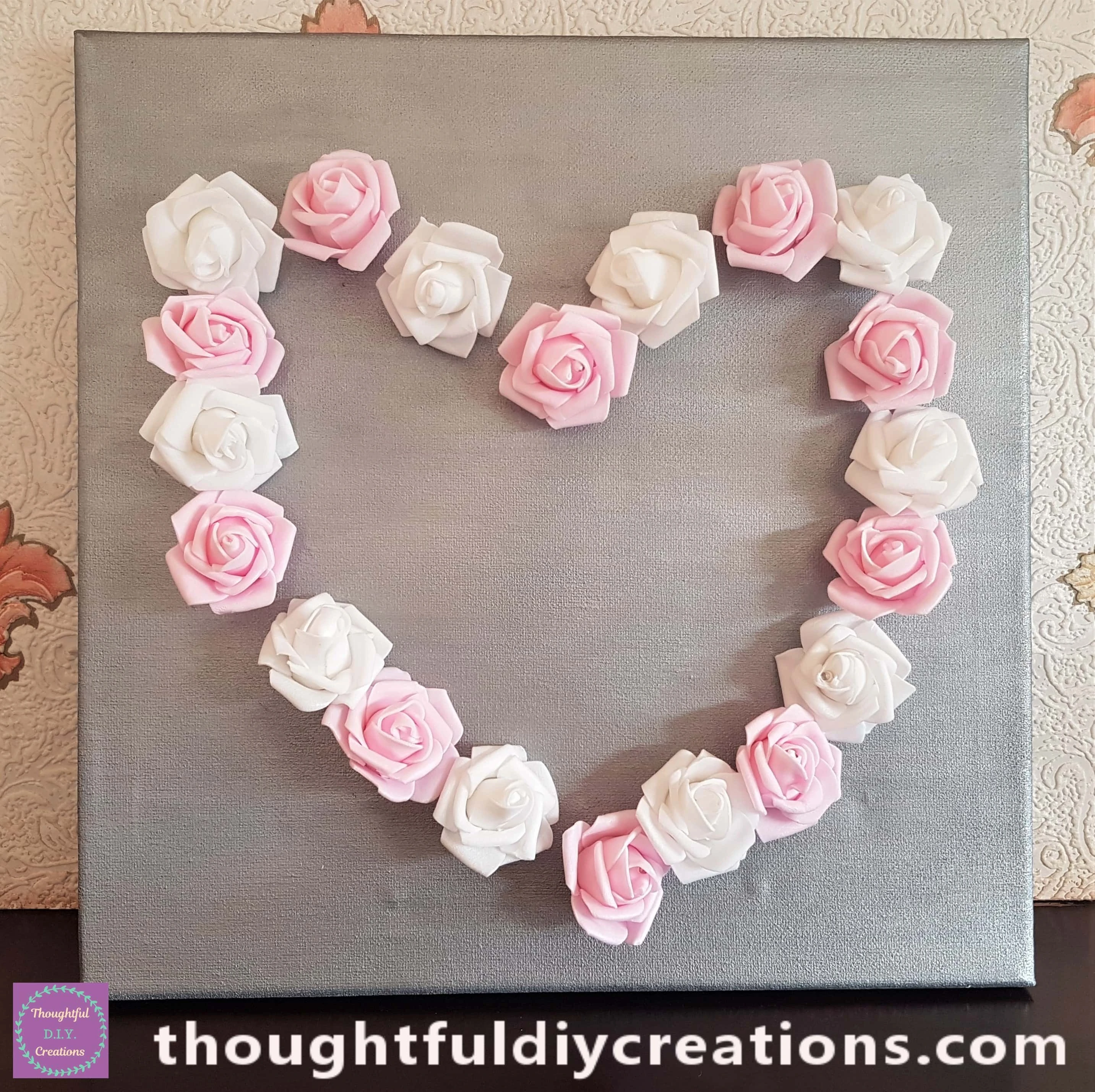 Completed Light-Up Flower Heart Canvas.
