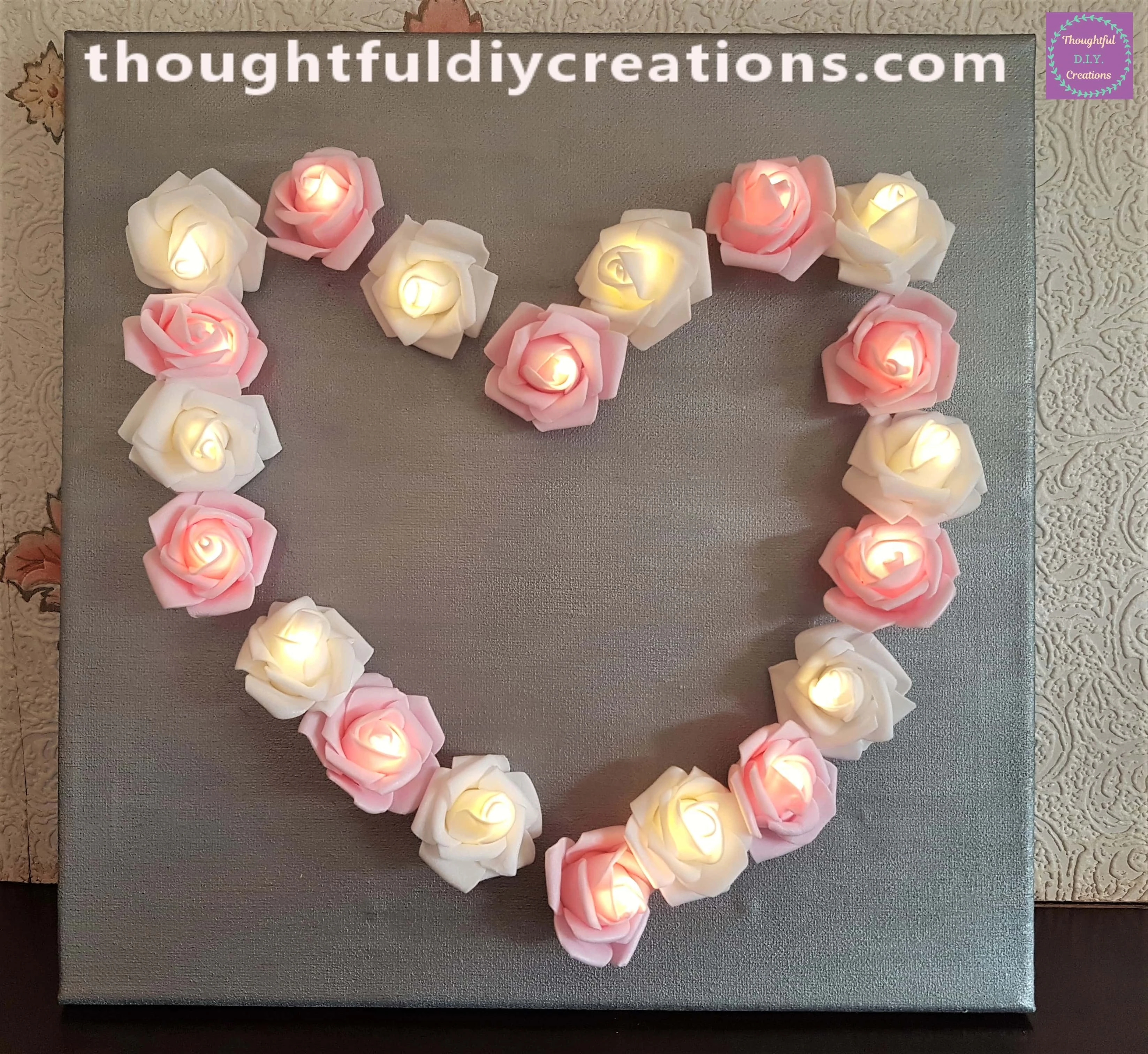Light-Up Flower Heart Canvas