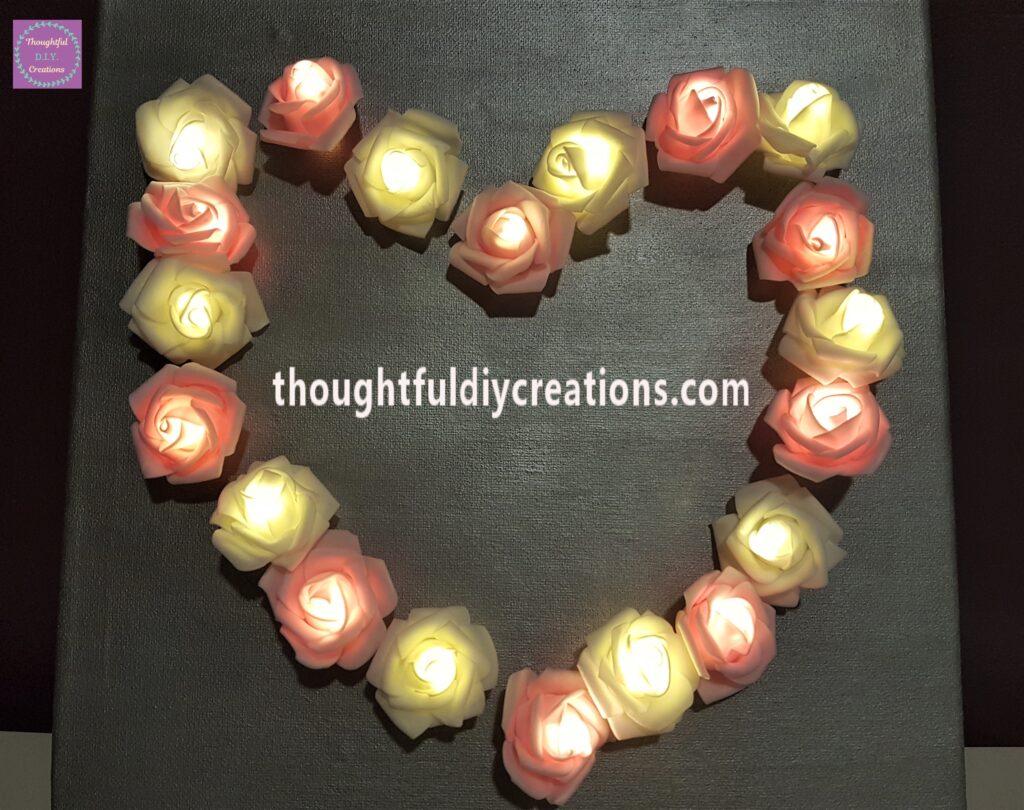 The Heart lit up at Night Time with the Room Light turned on.