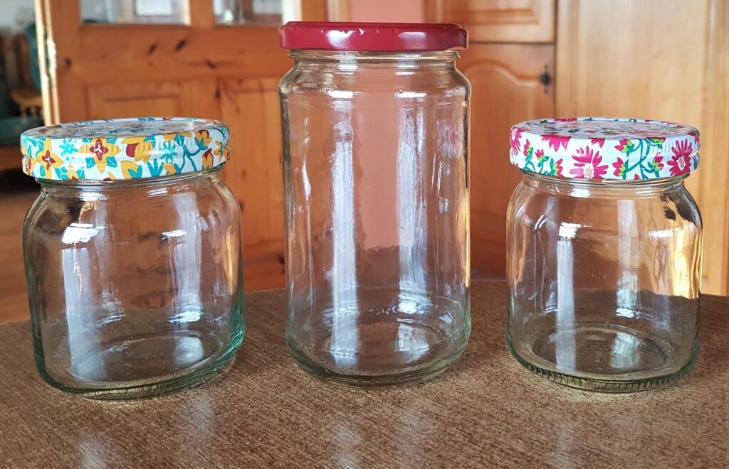 The 3 Jars after being washed, dried and labels removed.