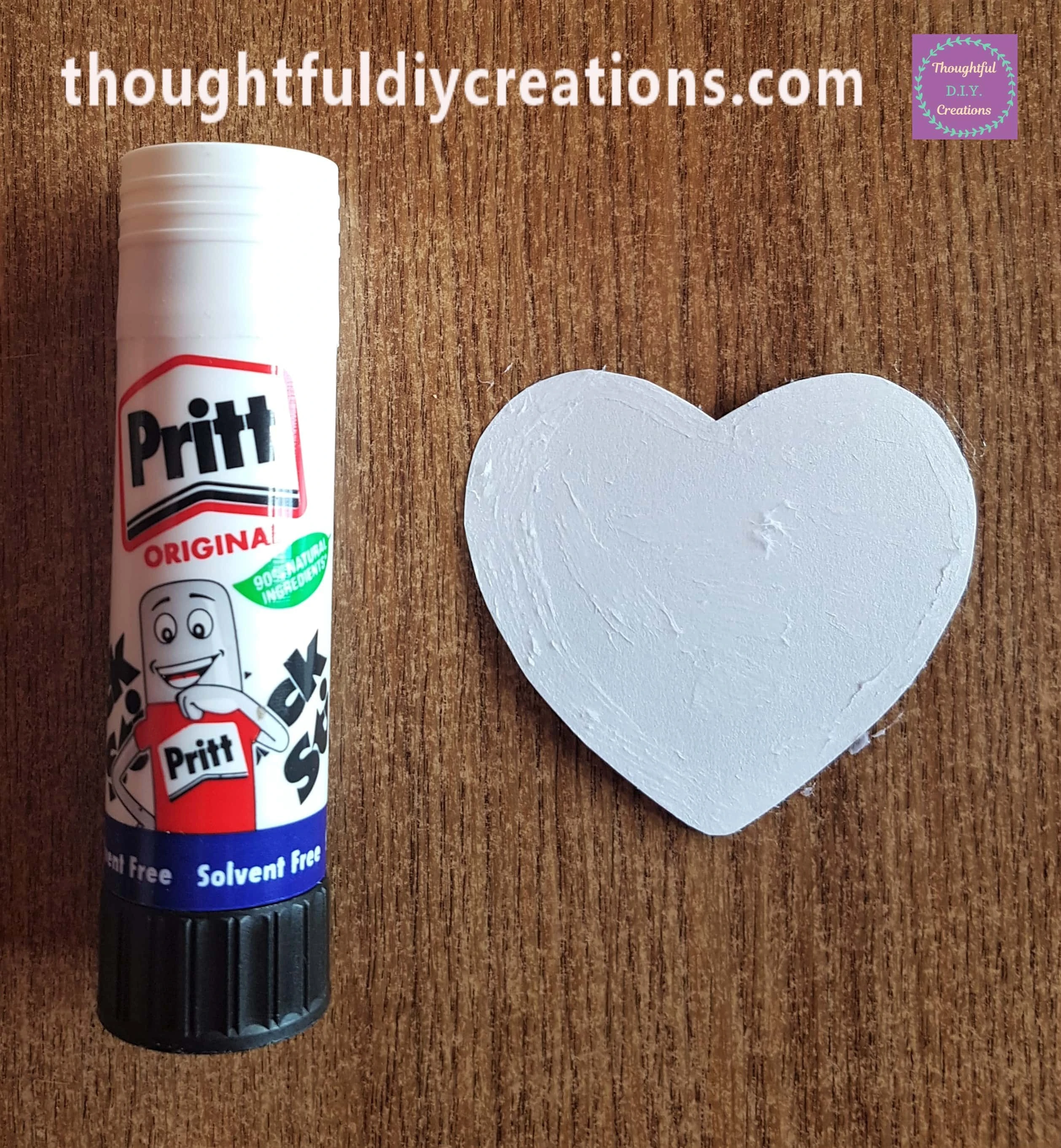 I put Pritt Stick on the back of the Lace Patterned Heart.