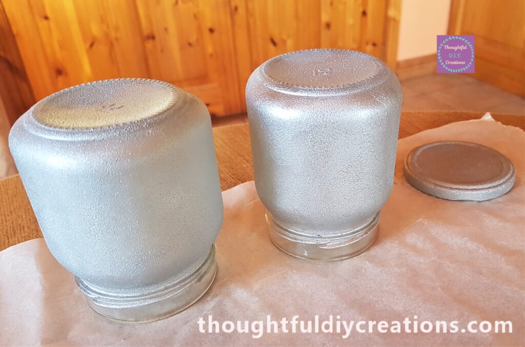 How the 2 Jars and Lid looked after the first coat of Paint.