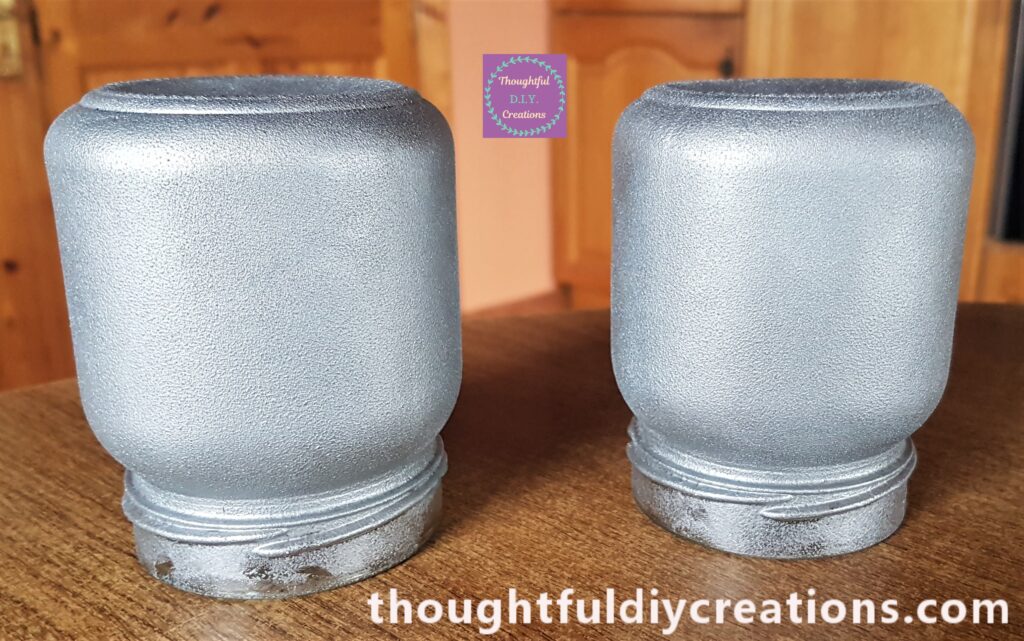 I applied 2 more layers of Silver Paint to the Jars leaving an hour between each layer.