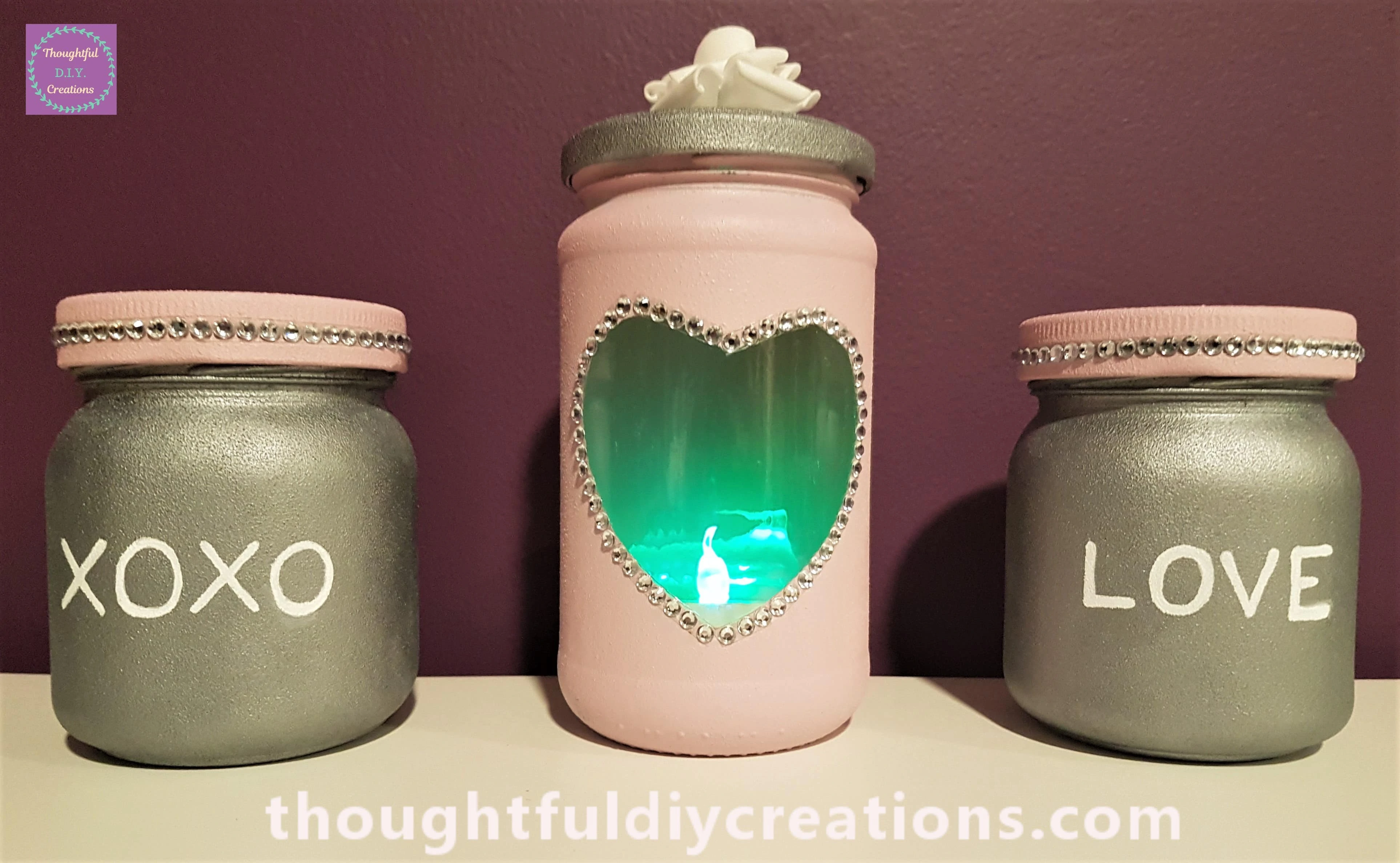 The Jars in the evening with the LED Lights switched on.