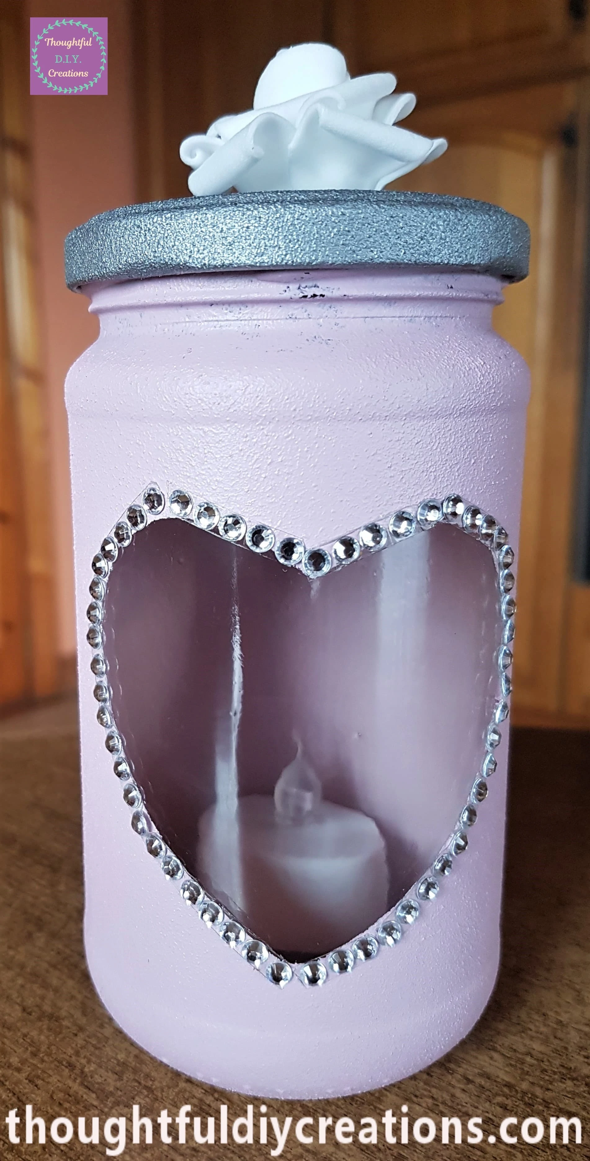 I put a Colour Changing LED T-Light into the Pink Jar.