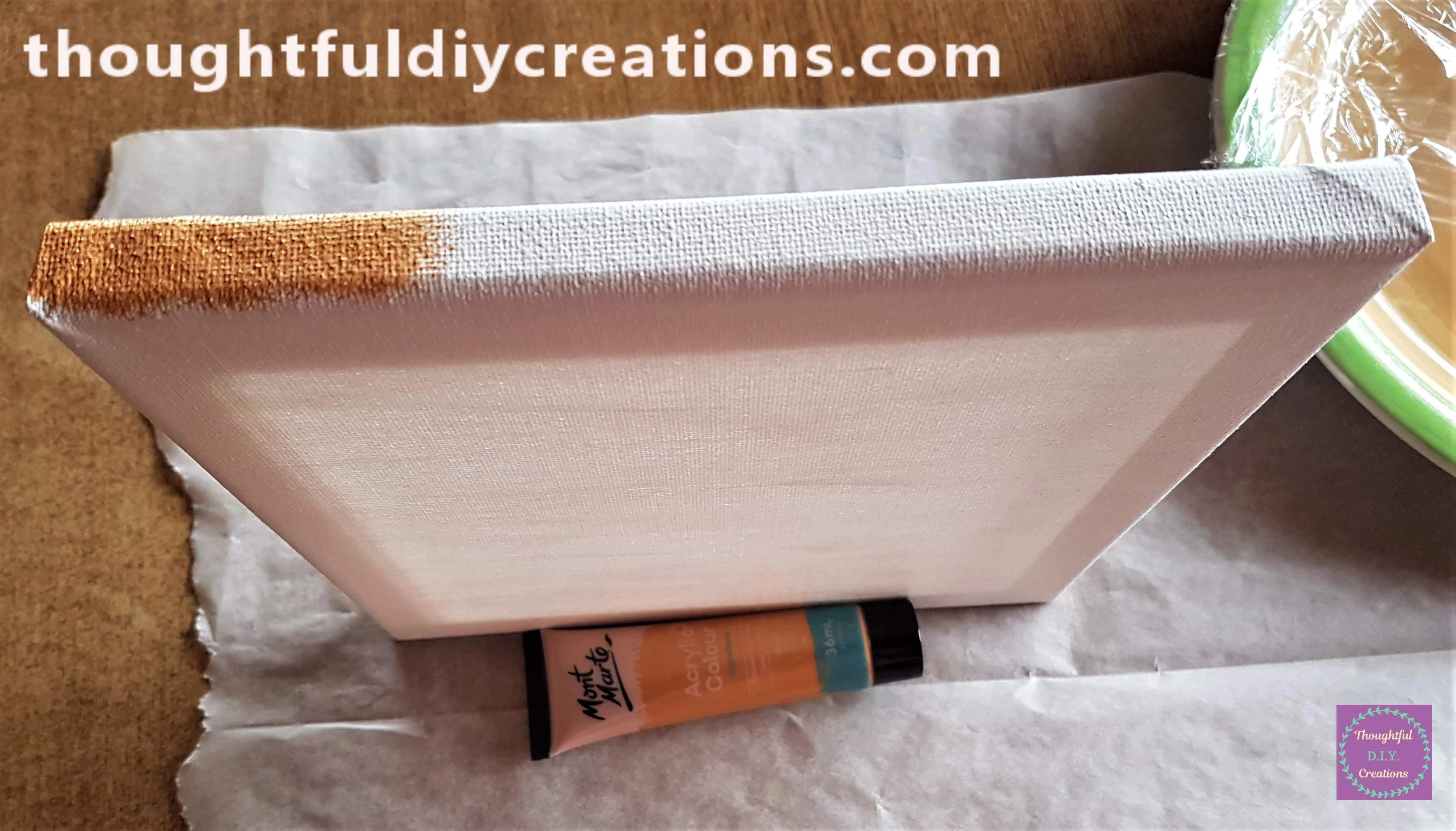 I dabbed the Sponge onto the Side of the Canvas.