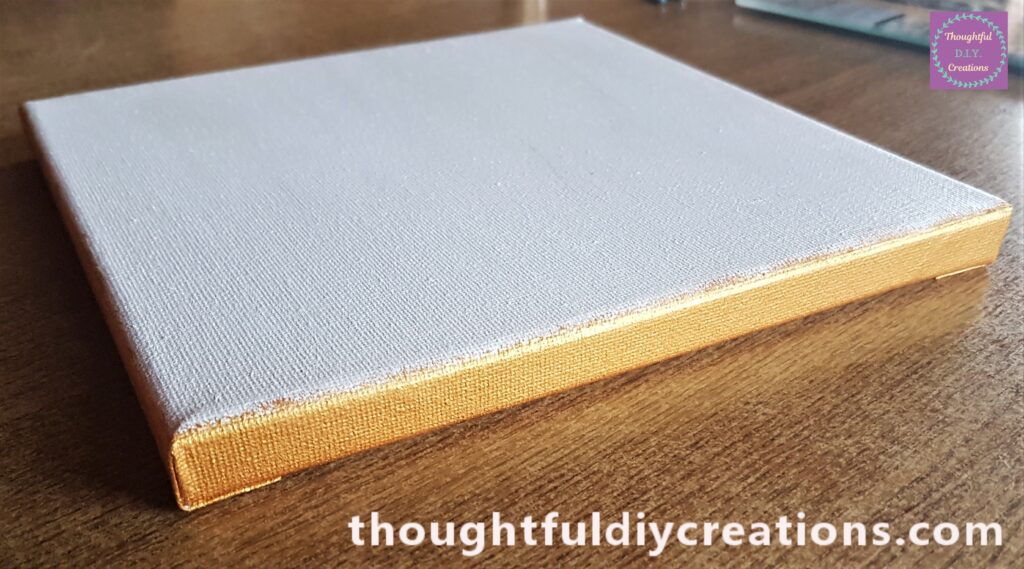 I continued until all 4 sides were Painted Gold. I applied another layer an hour later.