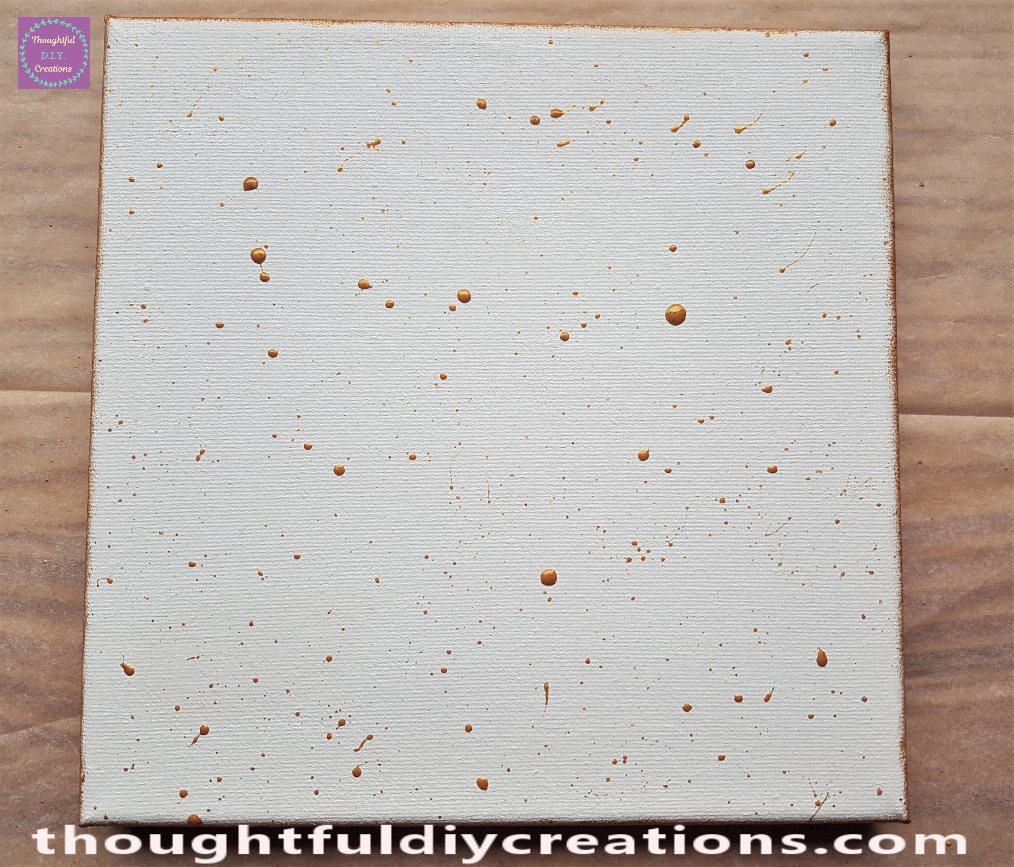 The result just after the Paint Splatters were applied to the St. Patrick's Day Canvas.