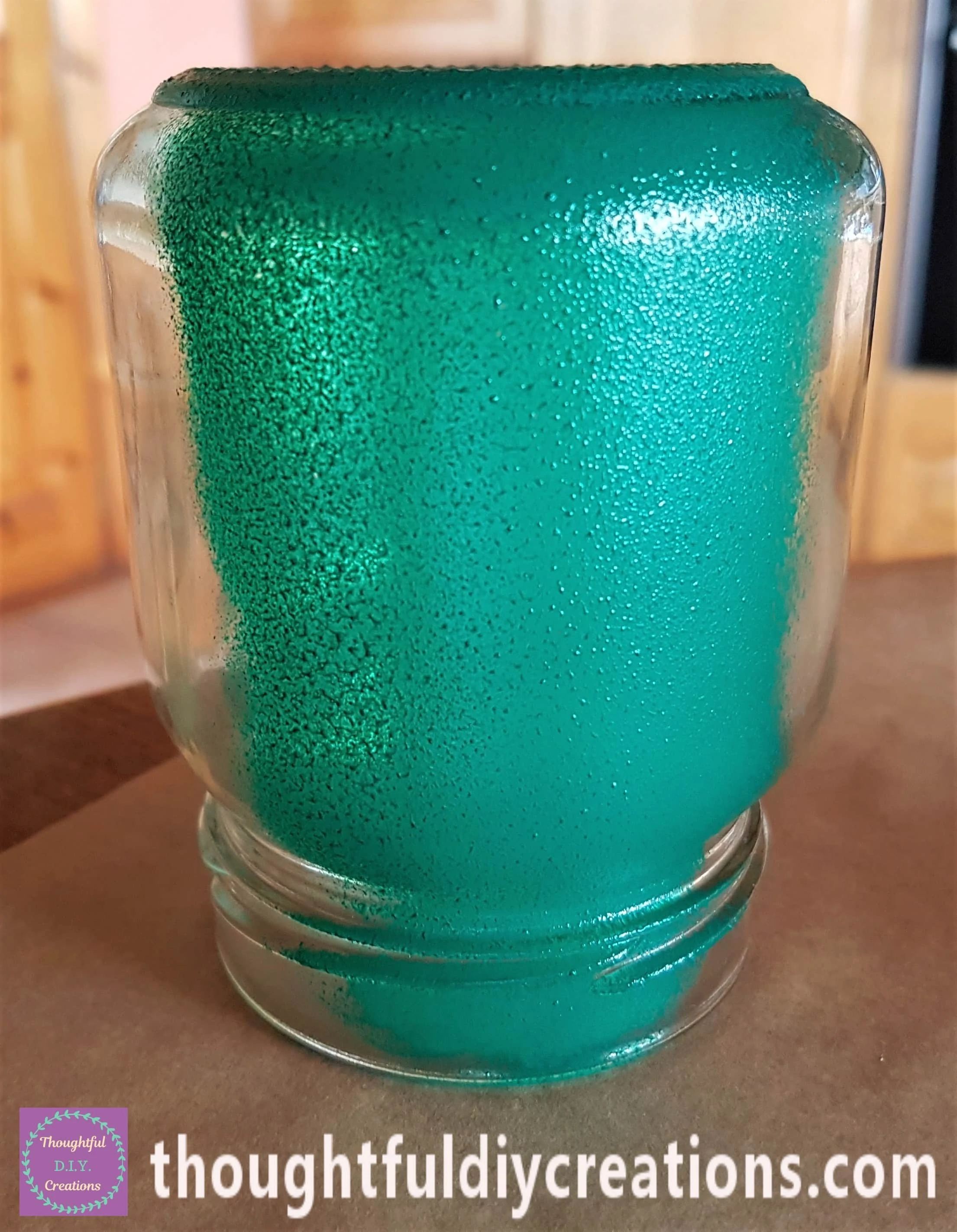 I dabbed Paint onto the Jar, applied more Paint to the Sponge and continued onto the next section before it had time to dry.