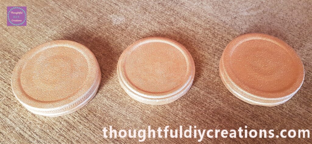 An Hour later I applied the second and final layer of Paint to each Lid.