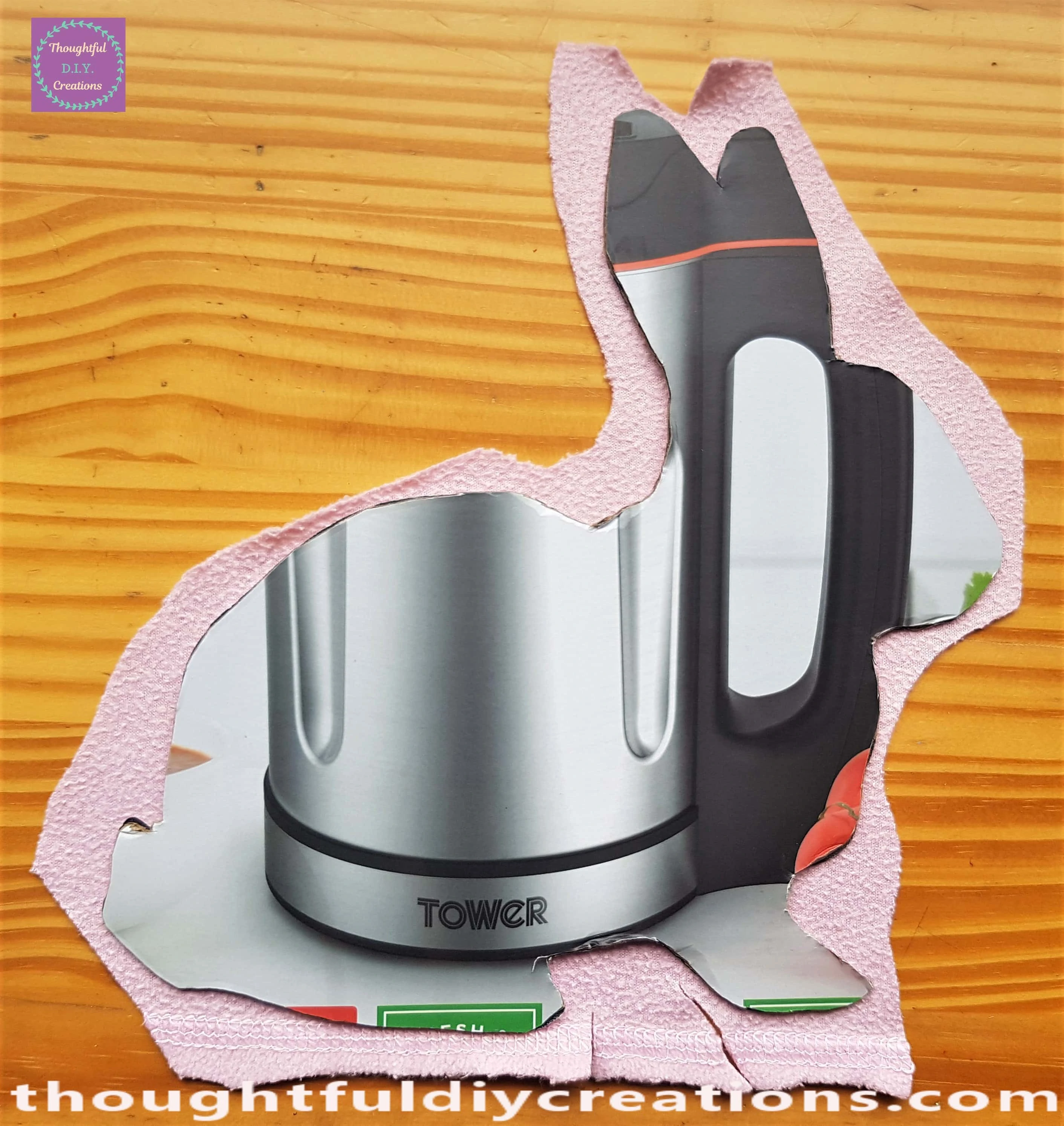 I put the Rabbit face down on top of the fleece leaving a border all around.