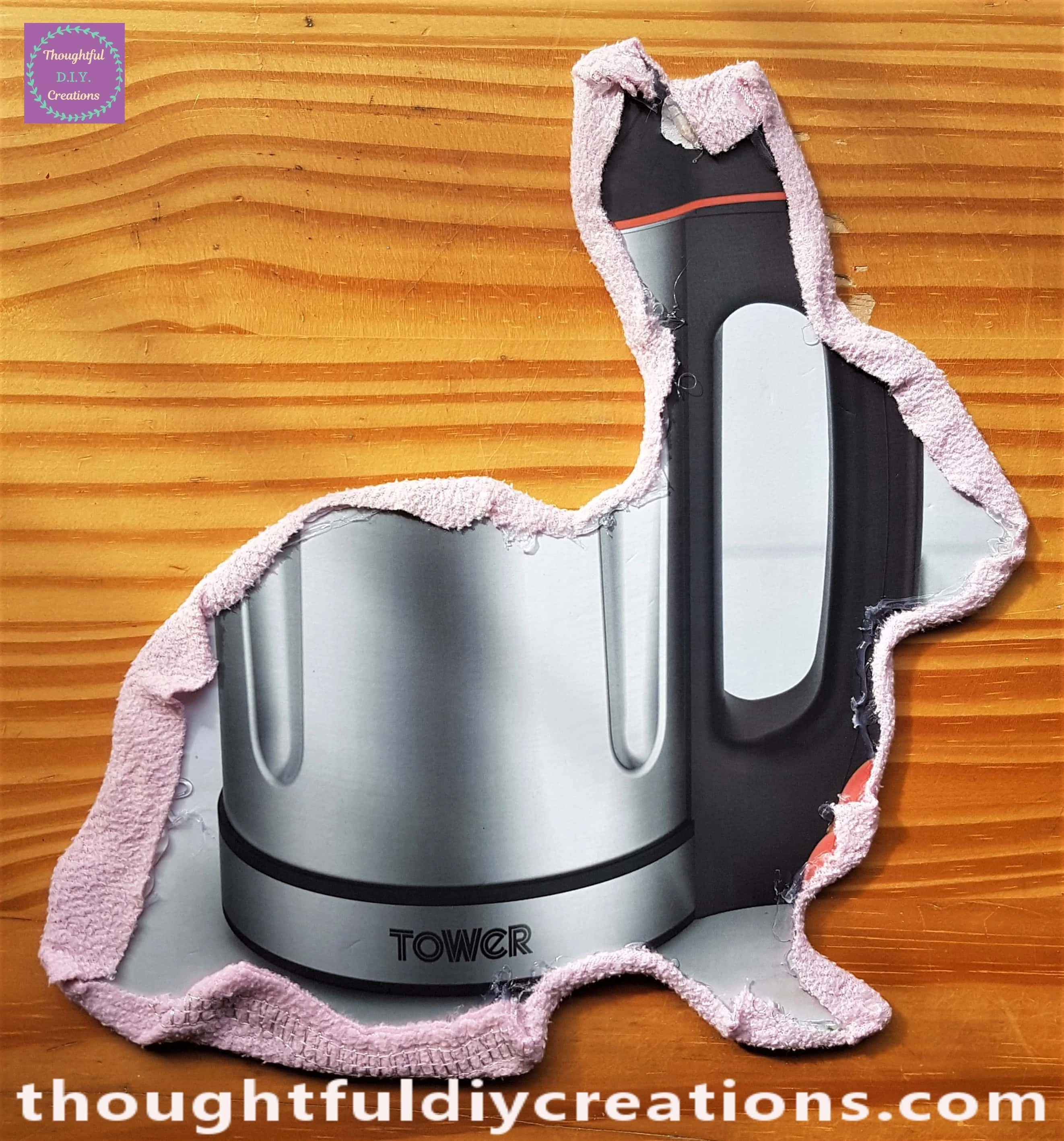 I continued working in sections until the fleece was attached to the Easter Rabbit.