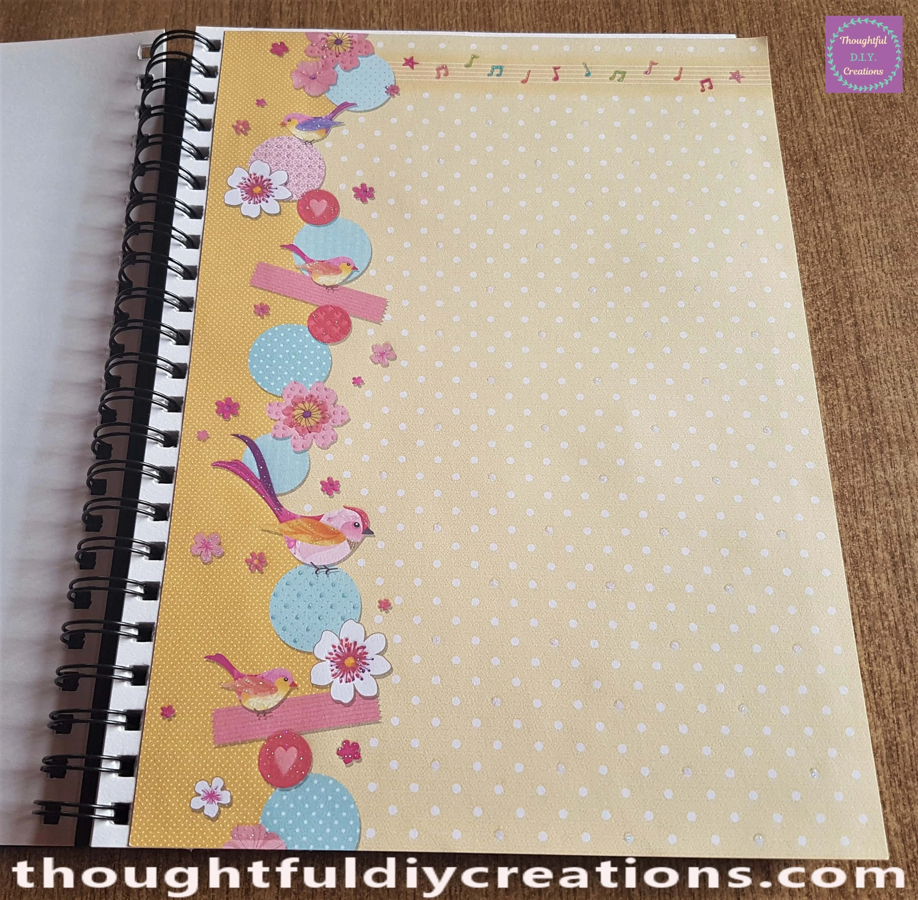 I put Pritt Stick on the White Journal Page and pressed the Spring Page into the Glue.