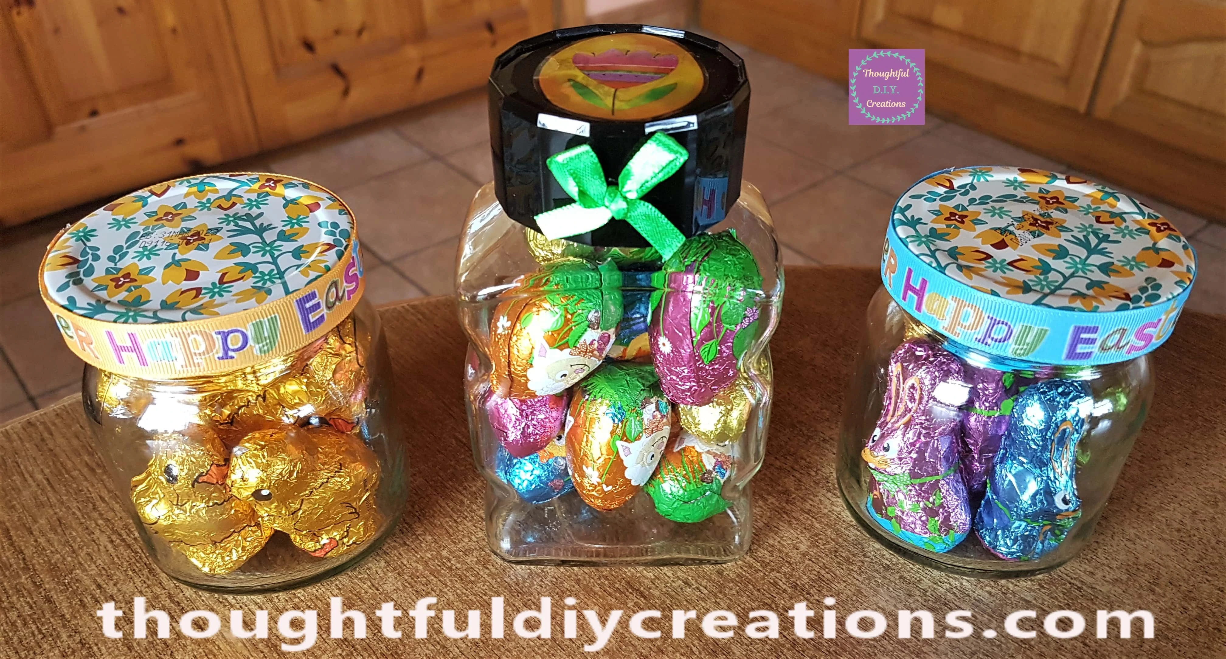 The 3 Jars filled with Chocolate Easter treats.