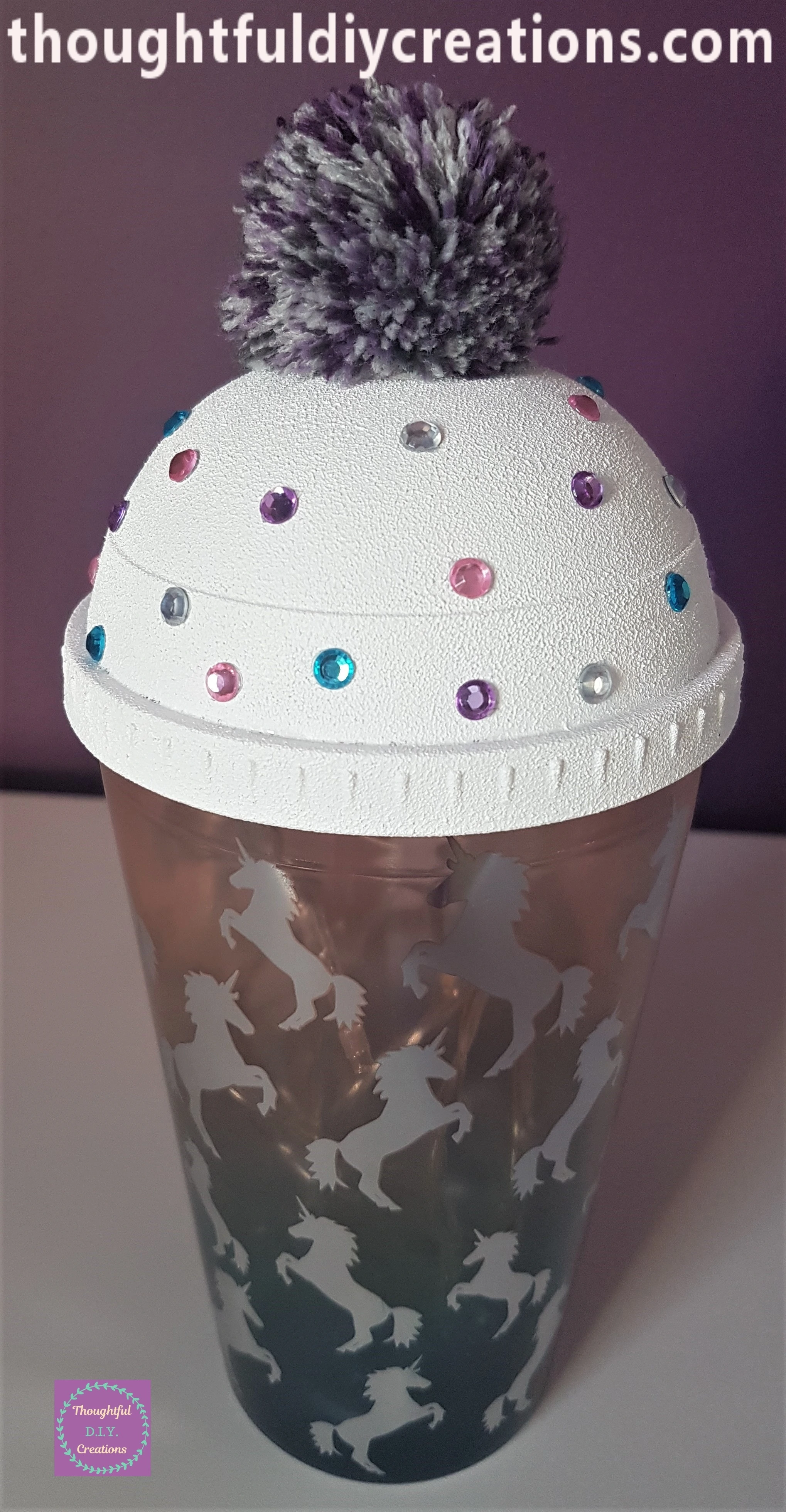 A Full View of the Decorated Lid on the Beaker.