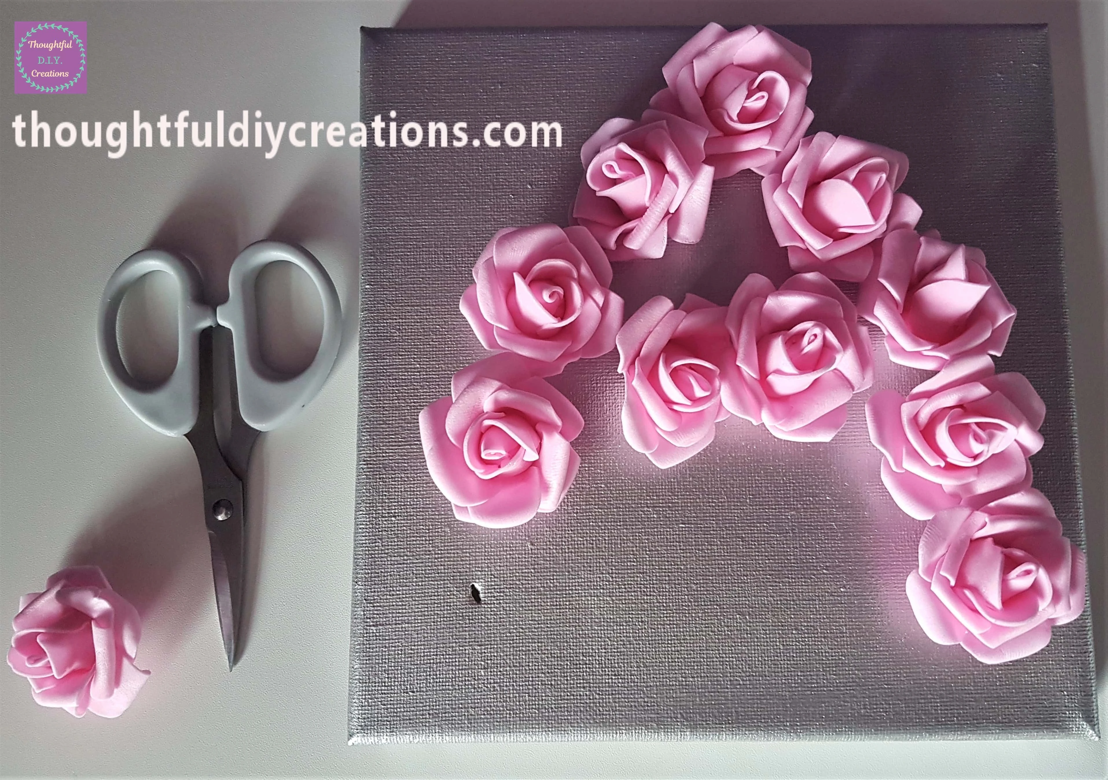 I got a small sharp scissors with my Right Hand and made a Hole in the Canvas in the middkle of my measurements from my thumb and finger.