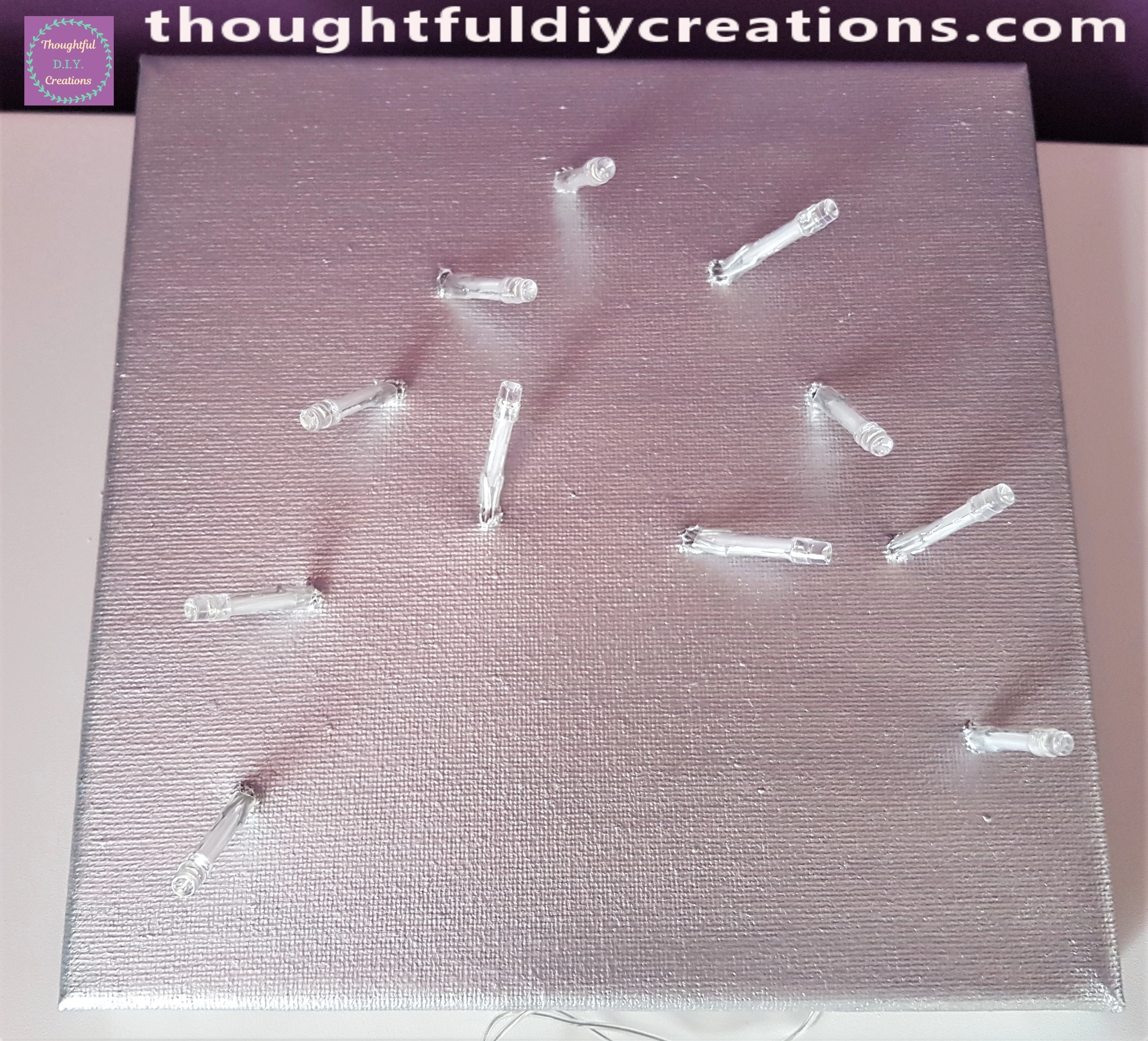 The Front of the Canvas with each Light poked through.