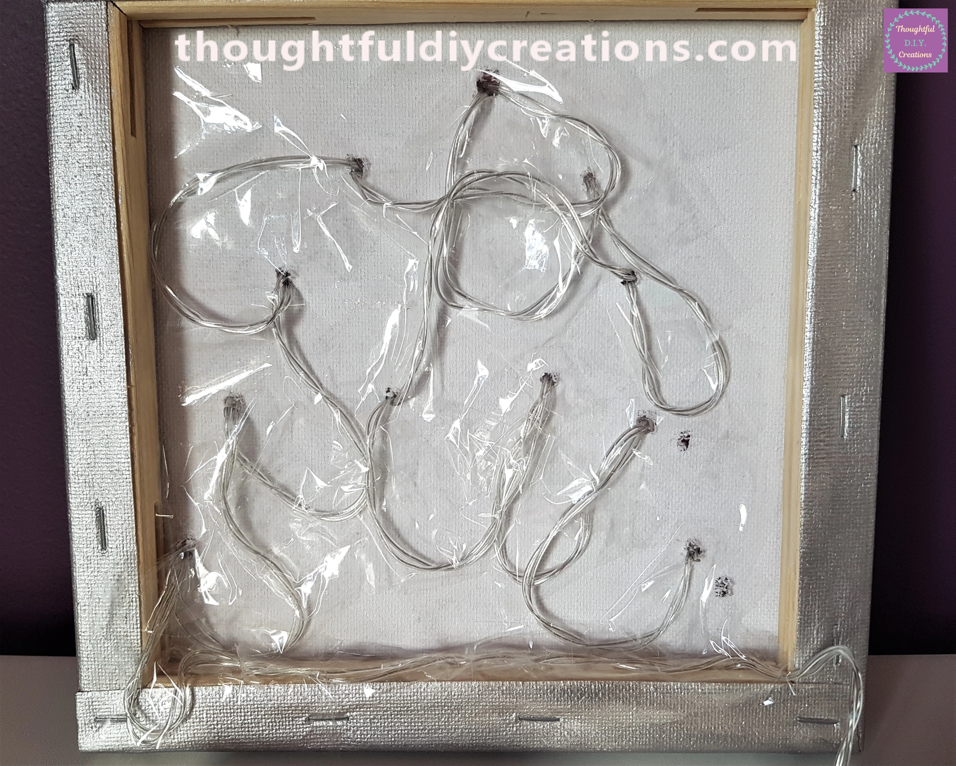 I tidied up the String on the back of the Canvas with Sellotape.