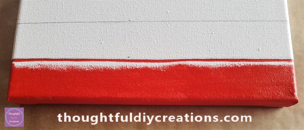 I Painted the Sides of the Canvas first, then drew a Line with Paint on the Pencil line.