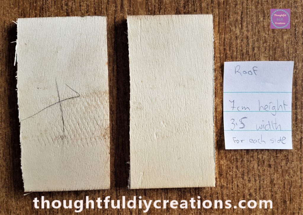 The Roof for the Fairy Cottage measures 7cm in Height and 3.5cm in Width.