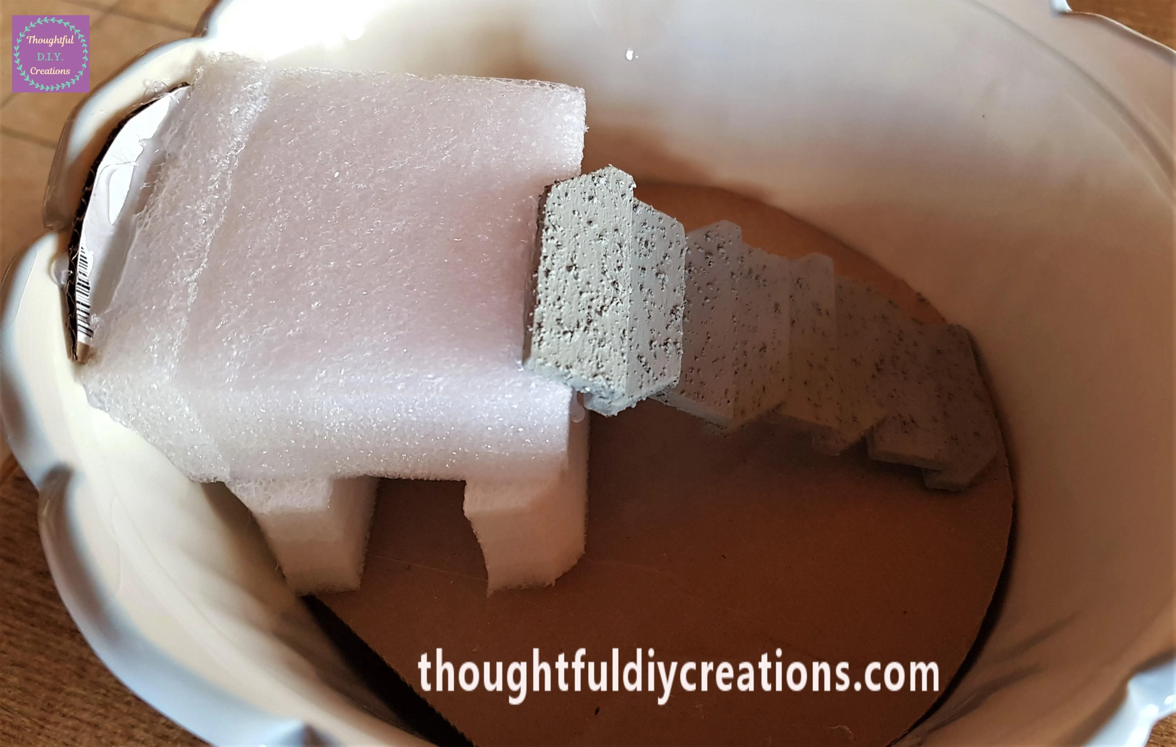 I put Hot Glue under the Top and Bottom Step and secured them inside the Teacup.