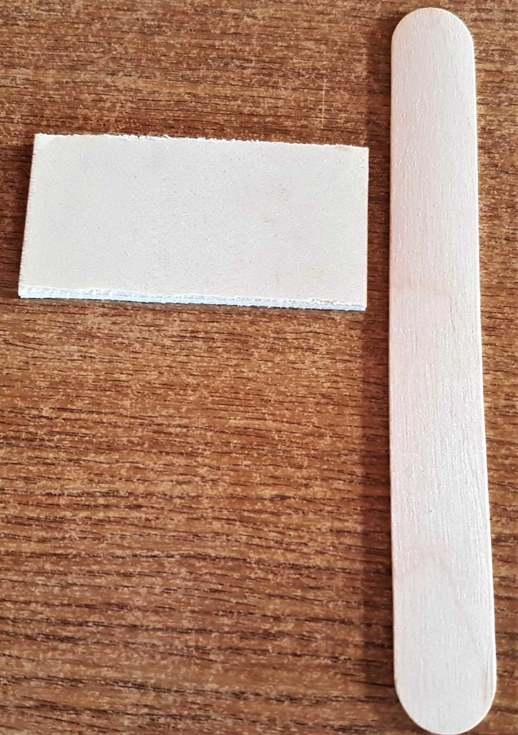 I got the scrap piece of wood left over from the Fairy Cottage and a jumbo lollipop stick.