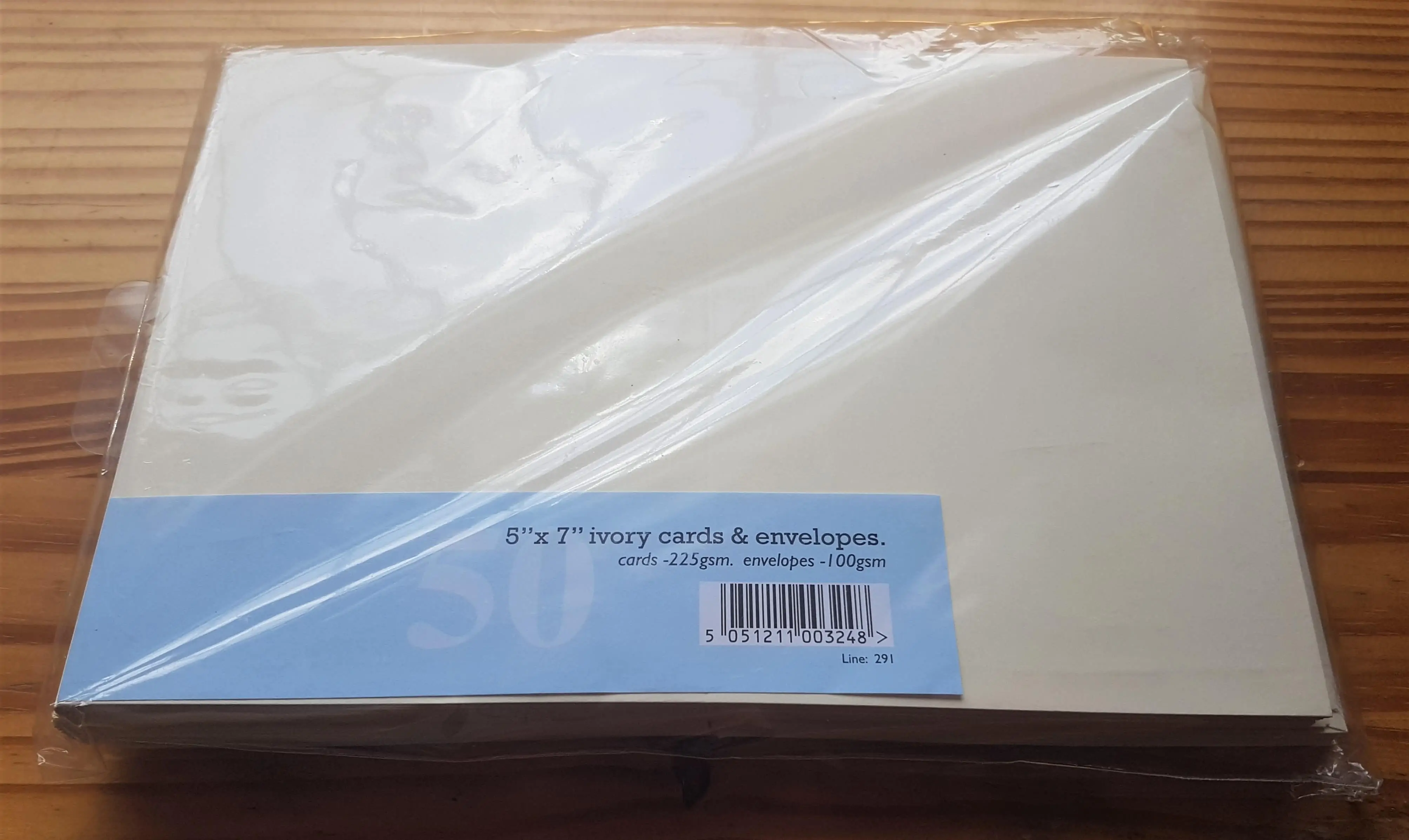 Pack of 50 Ivory Cards 5" x 7" with matching Envelopes.