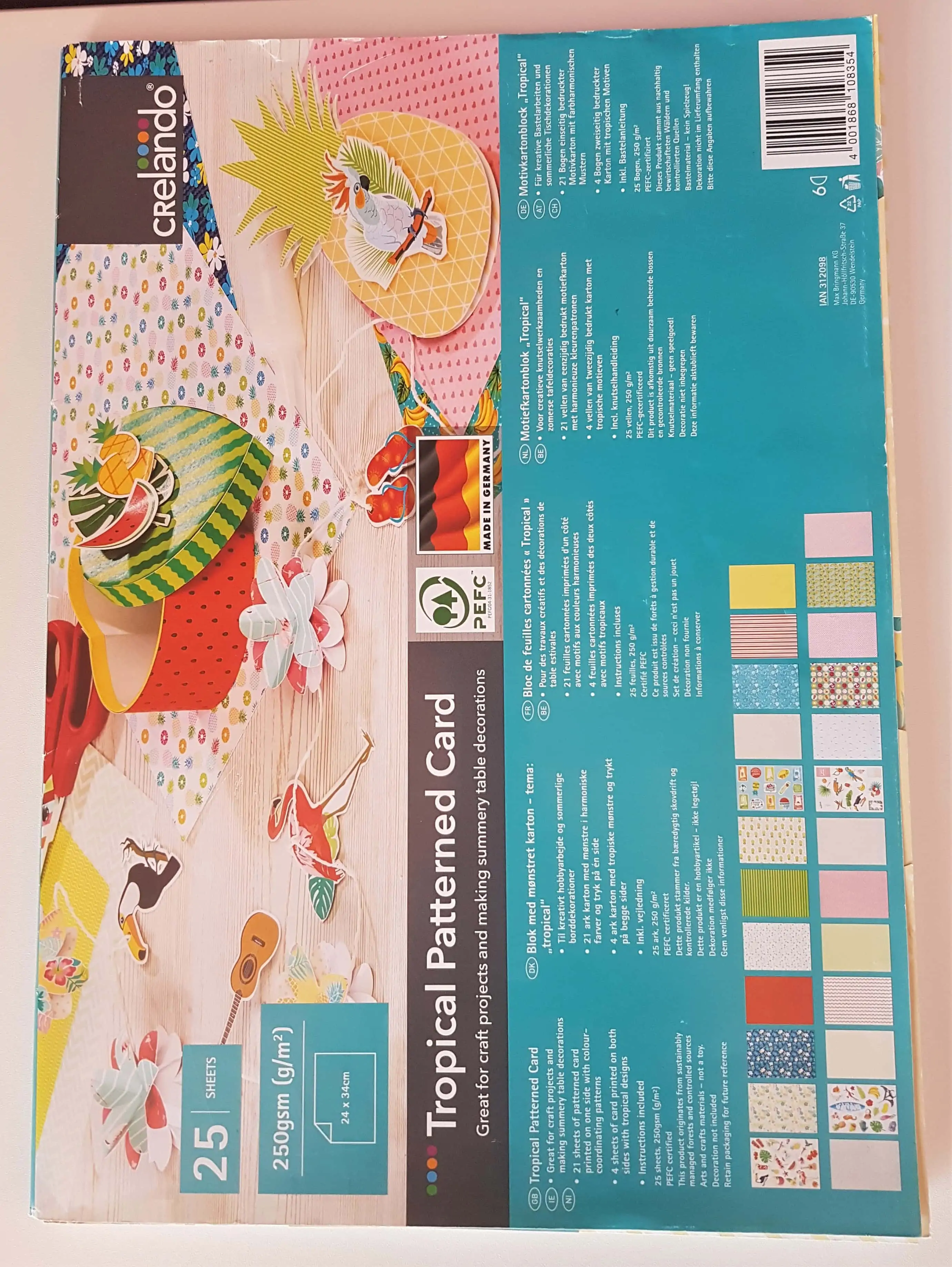 Tropical Patterned Scrapbook Paper Pad.