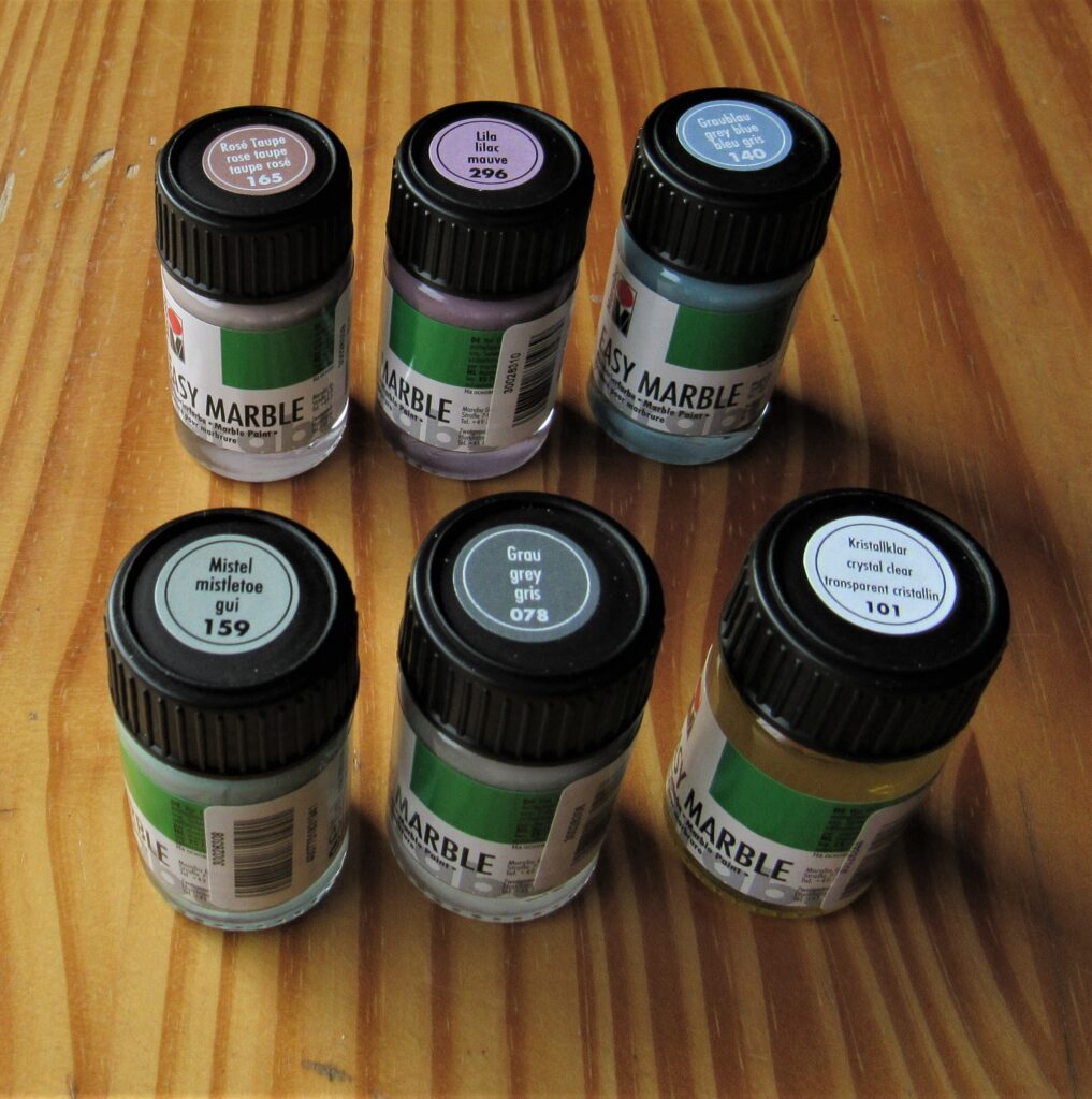 Here are the 6 Pastel Marbled Bottles out of the Box.