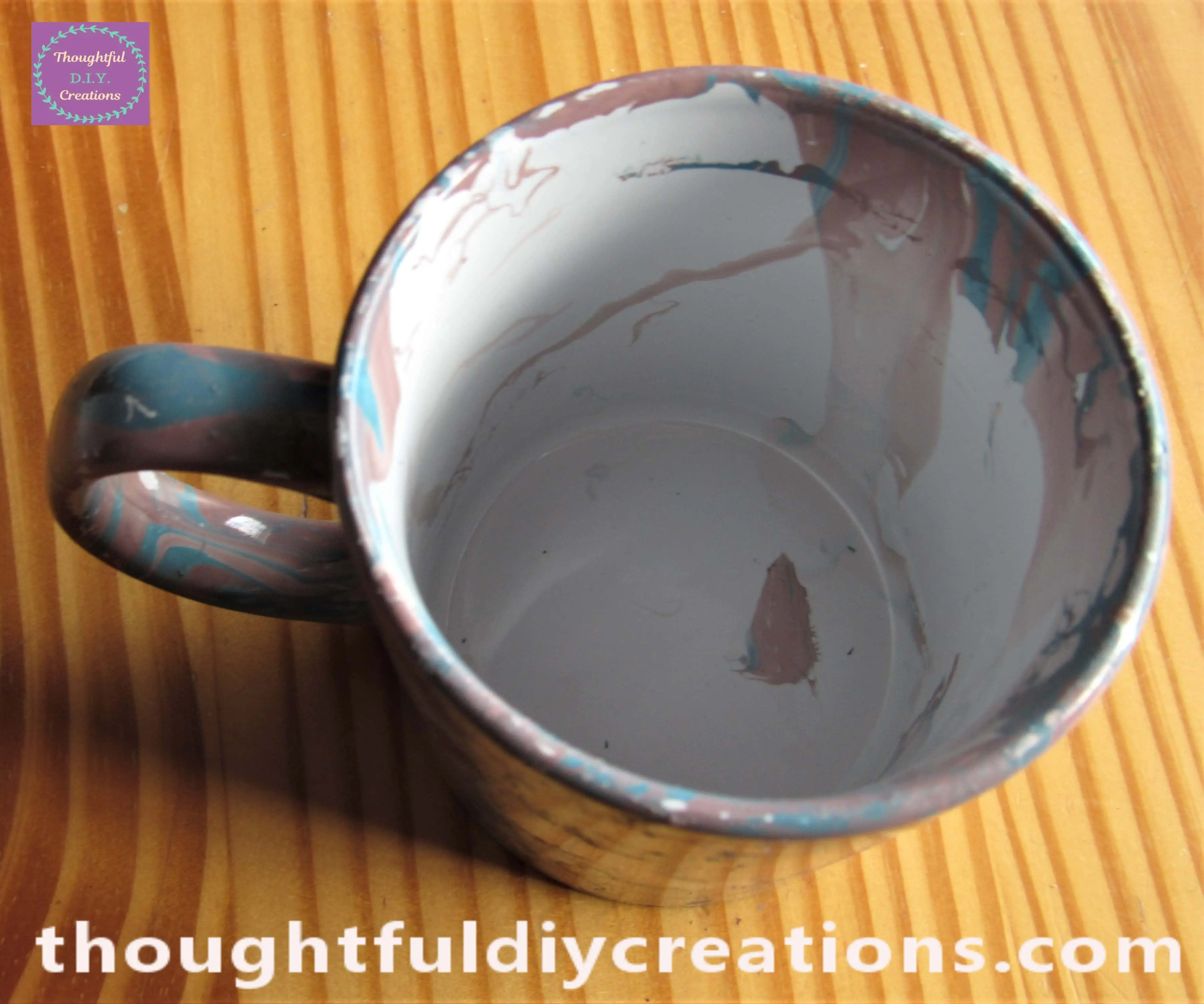 The Inside of the Cup with some Marbled Splatters.