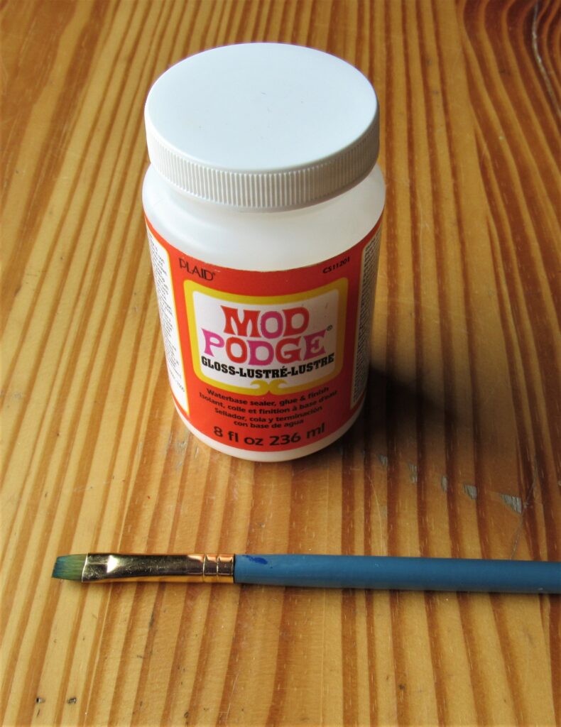 I got my Mod Podge Gloss and a small flat Paintbrush.
