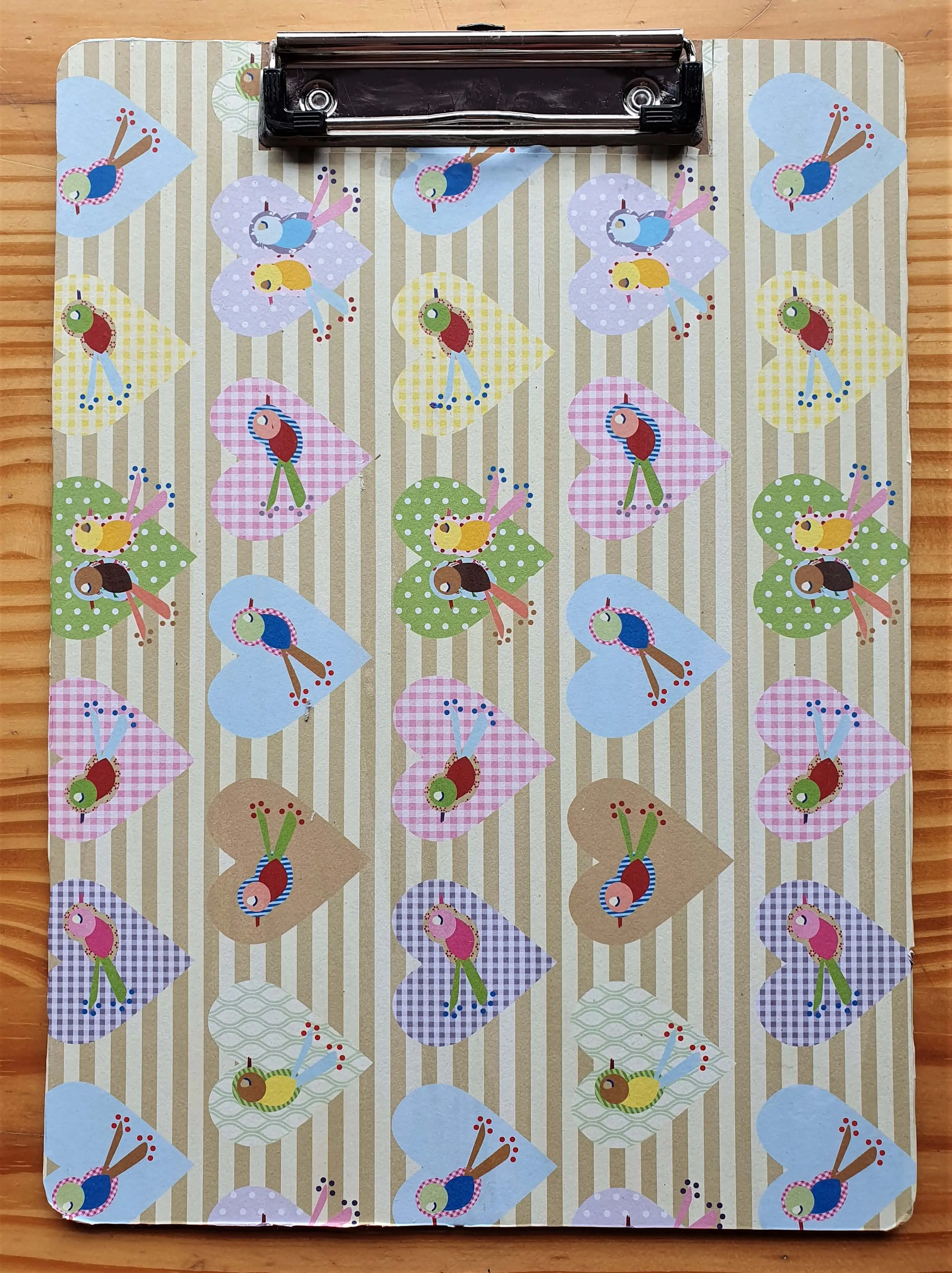 The Clipboard with the first Patterned Sheet attached to it.