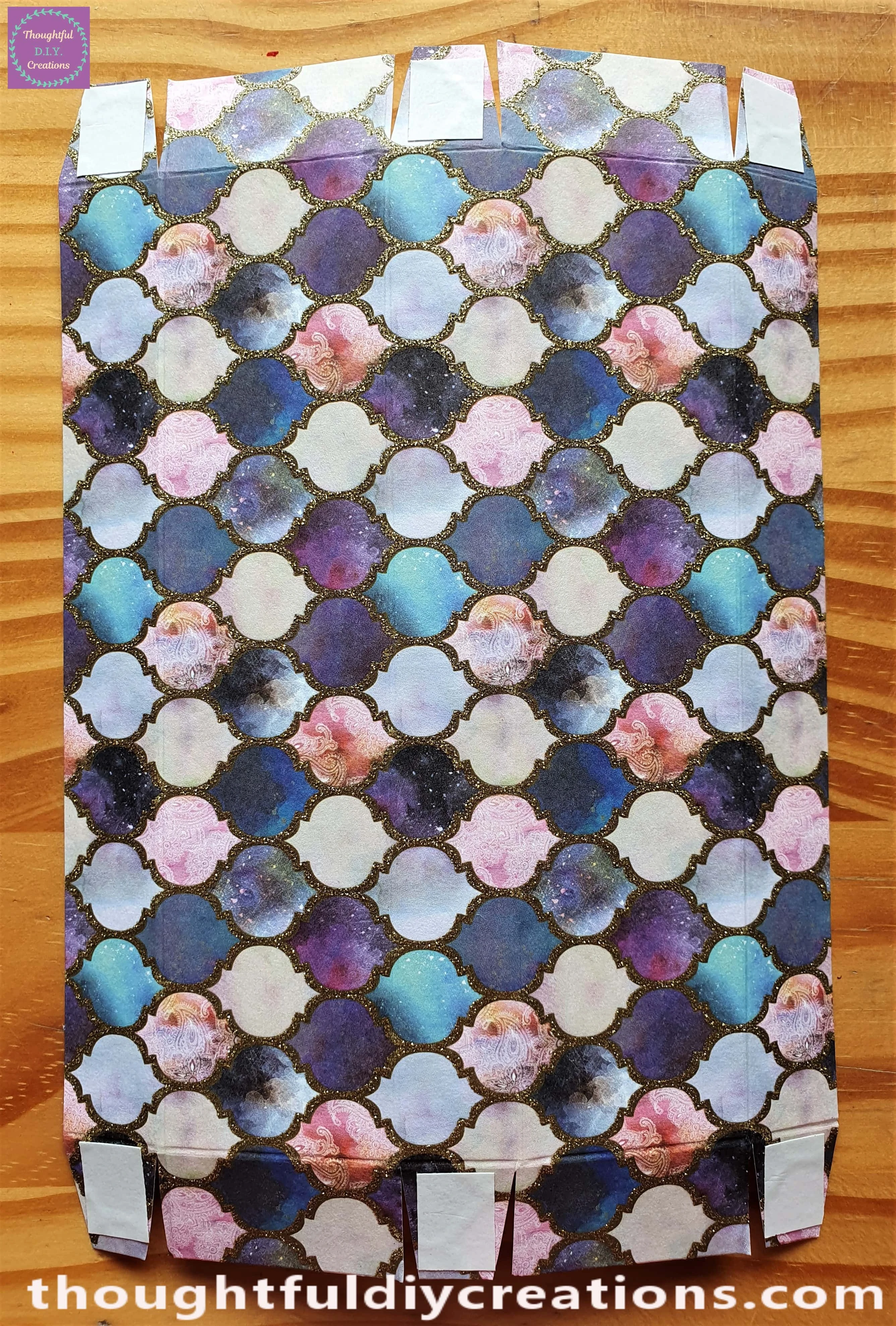 I attached them one-by-one to the 6 squares on the Patterned Side of Paper.