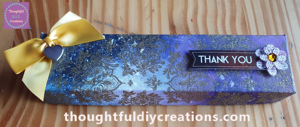 I made another Gift Box with a different Sheet of Paper. This time I added a 3-D Thank You Sticker.