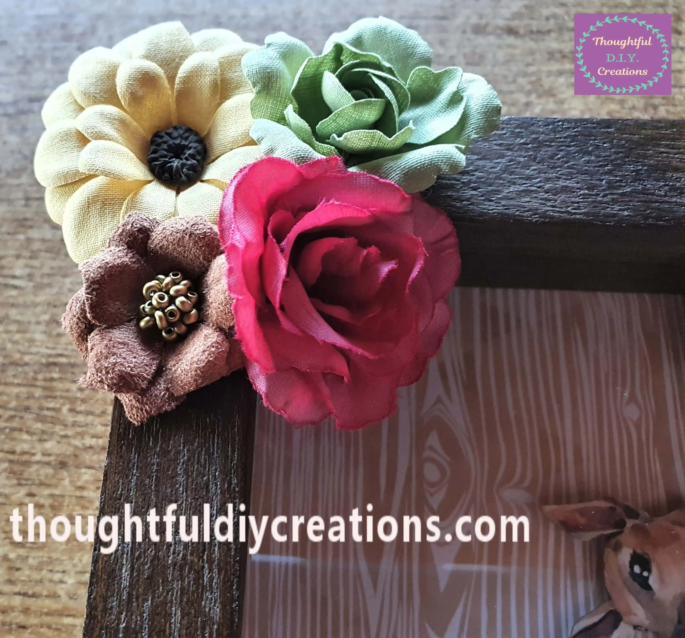 I Hot Glued each Flower to the Top Right Hand Corner of the Frame.