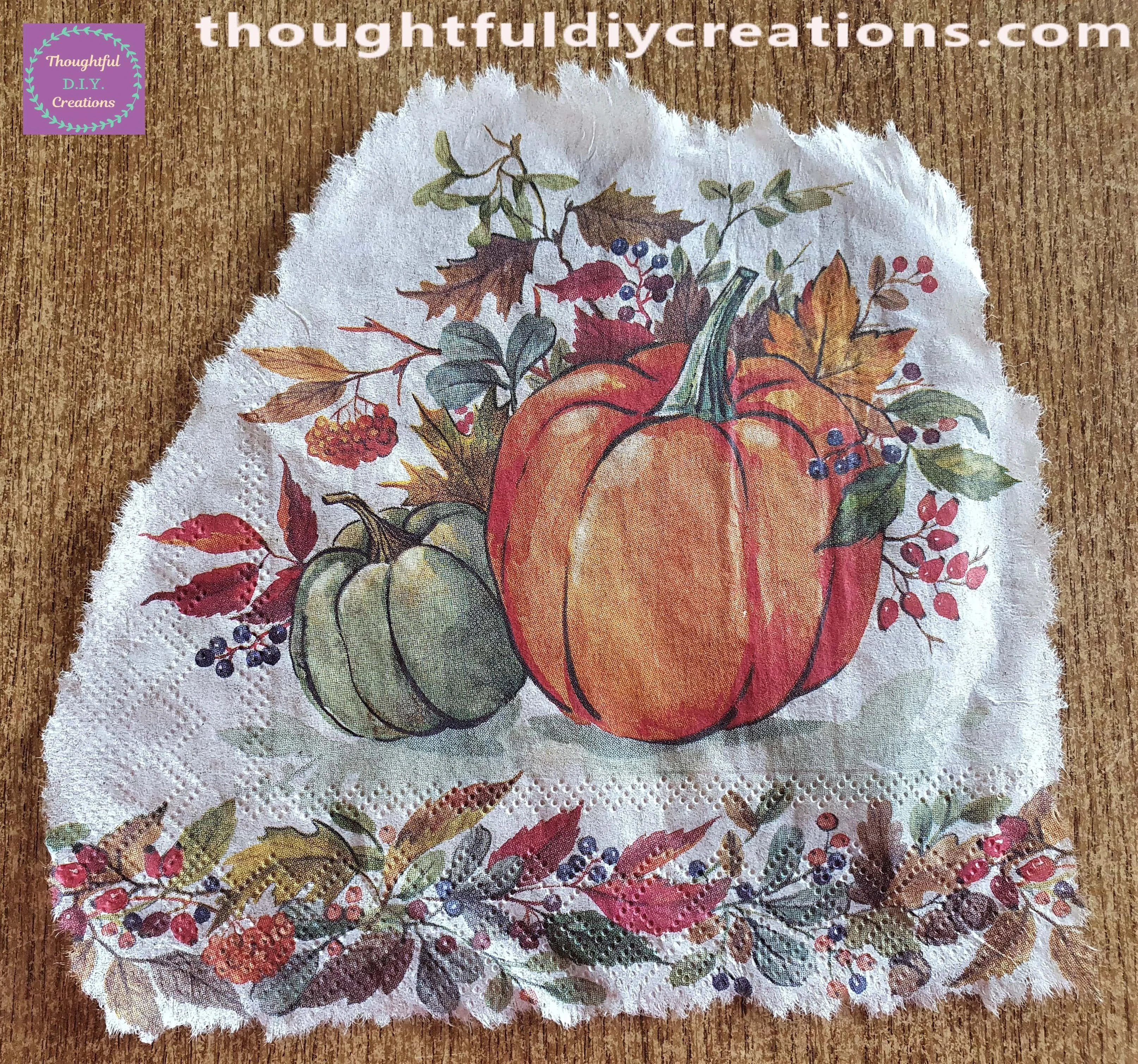 I turned the Napkin back around and this is the result from tearing close to the design.