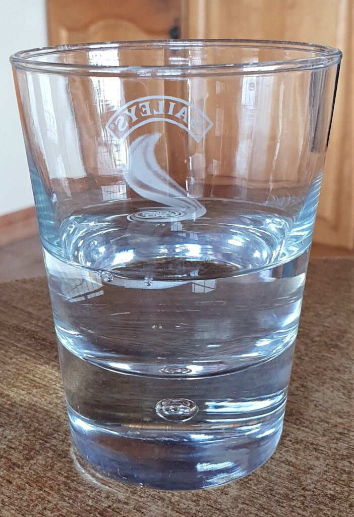 I got a small Glass and filled it about 1./3 of the way with water.