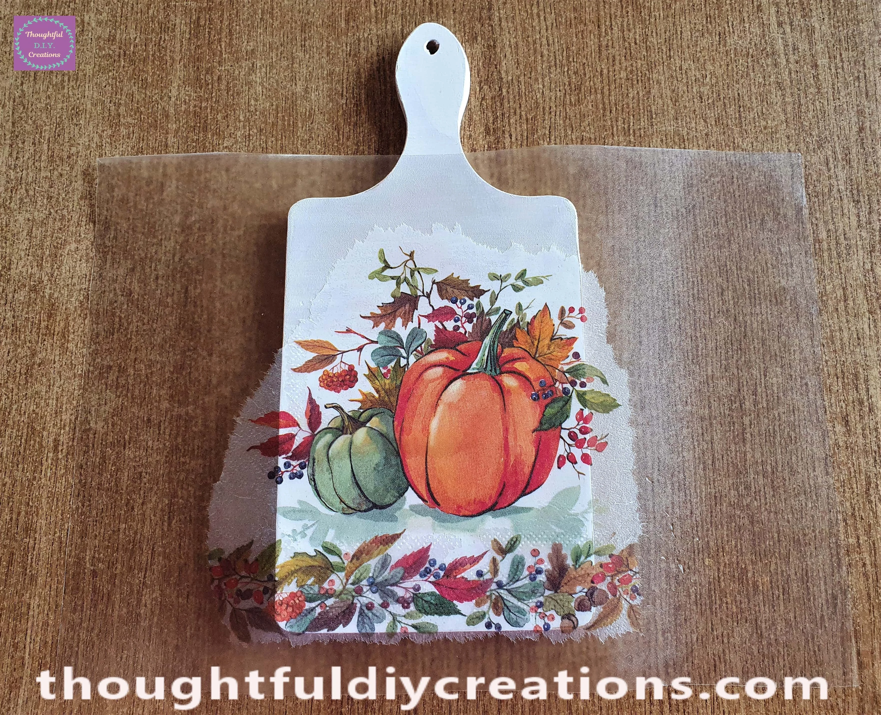 I put the Plastic Sheet down where I wanted it on top of the Chopping Board.