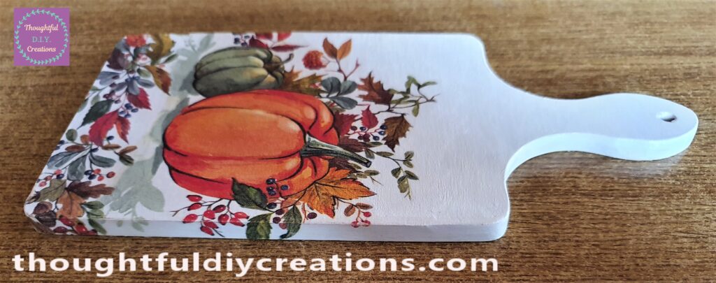 I Painted One Layer of Mod Podge onto the Front and Sides of the Decoupaged Chopping Board.