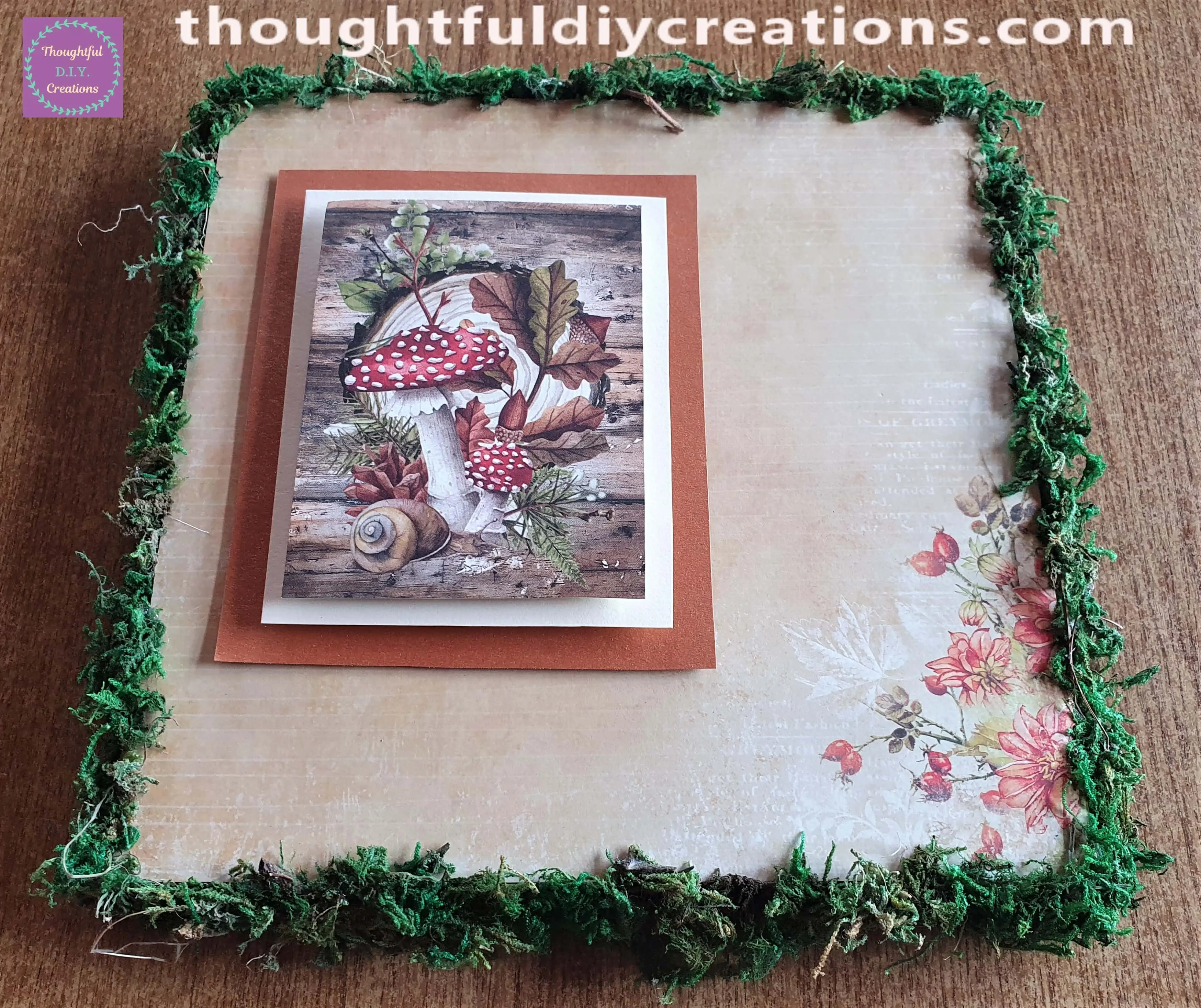 I added Glue to the Canvas and then attached a small handful of Dried Moss to the Glue.