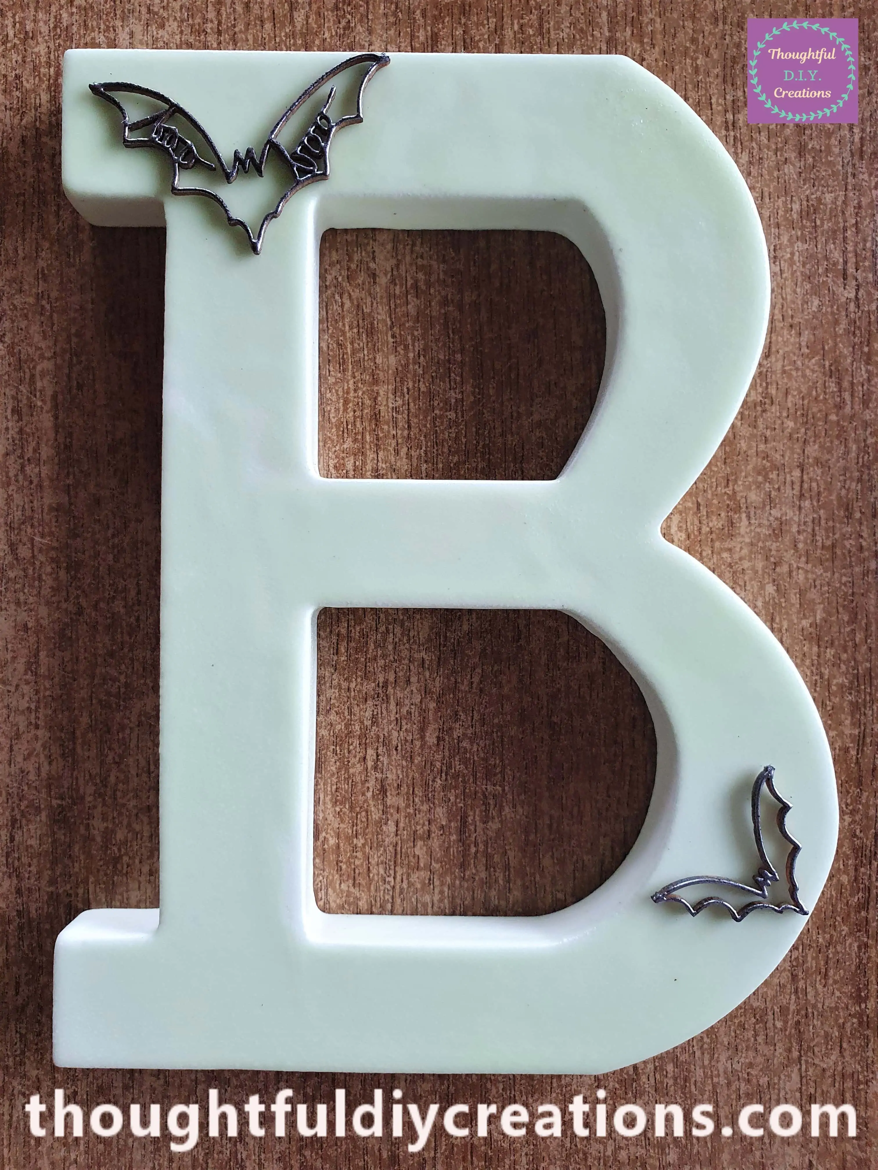 Here is a Full View of the Letter 'B' with both Embossed Bats attached.