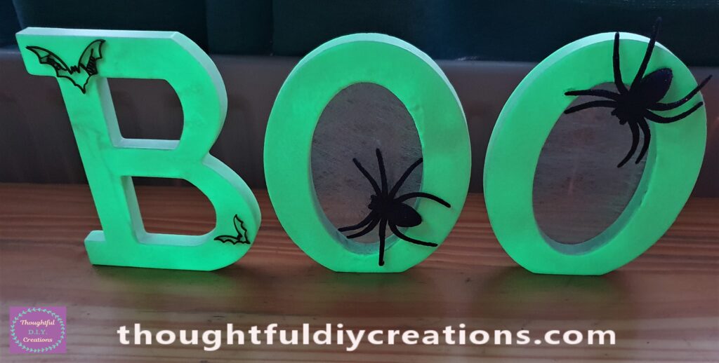 This is how the BOO Letters look during the Day with the Curtains Closed.